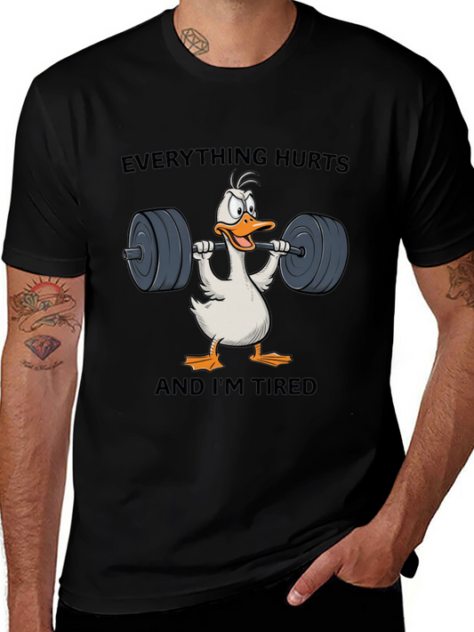 Funny Workout T-Shirt - Everything Hurts Duck