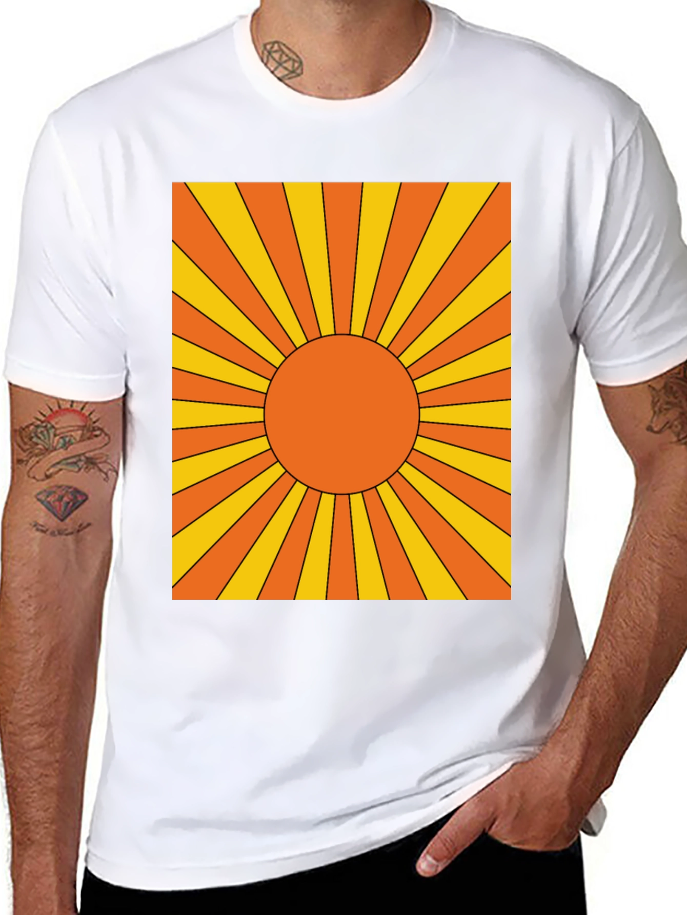 Retro Sunburst Graphic Tee - Black