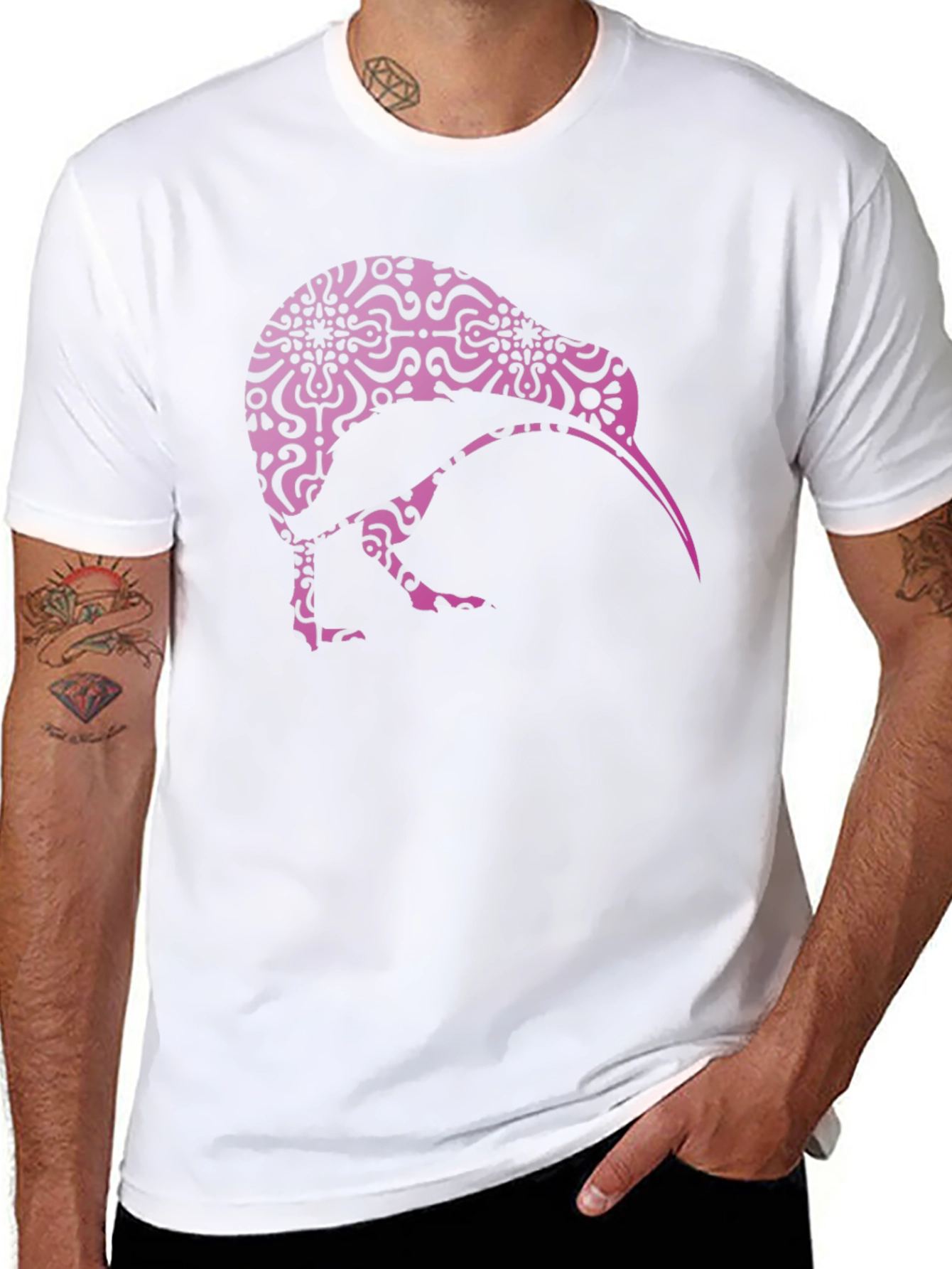 Kiwi Bird Patterned Tee - Stylish Black Shirt