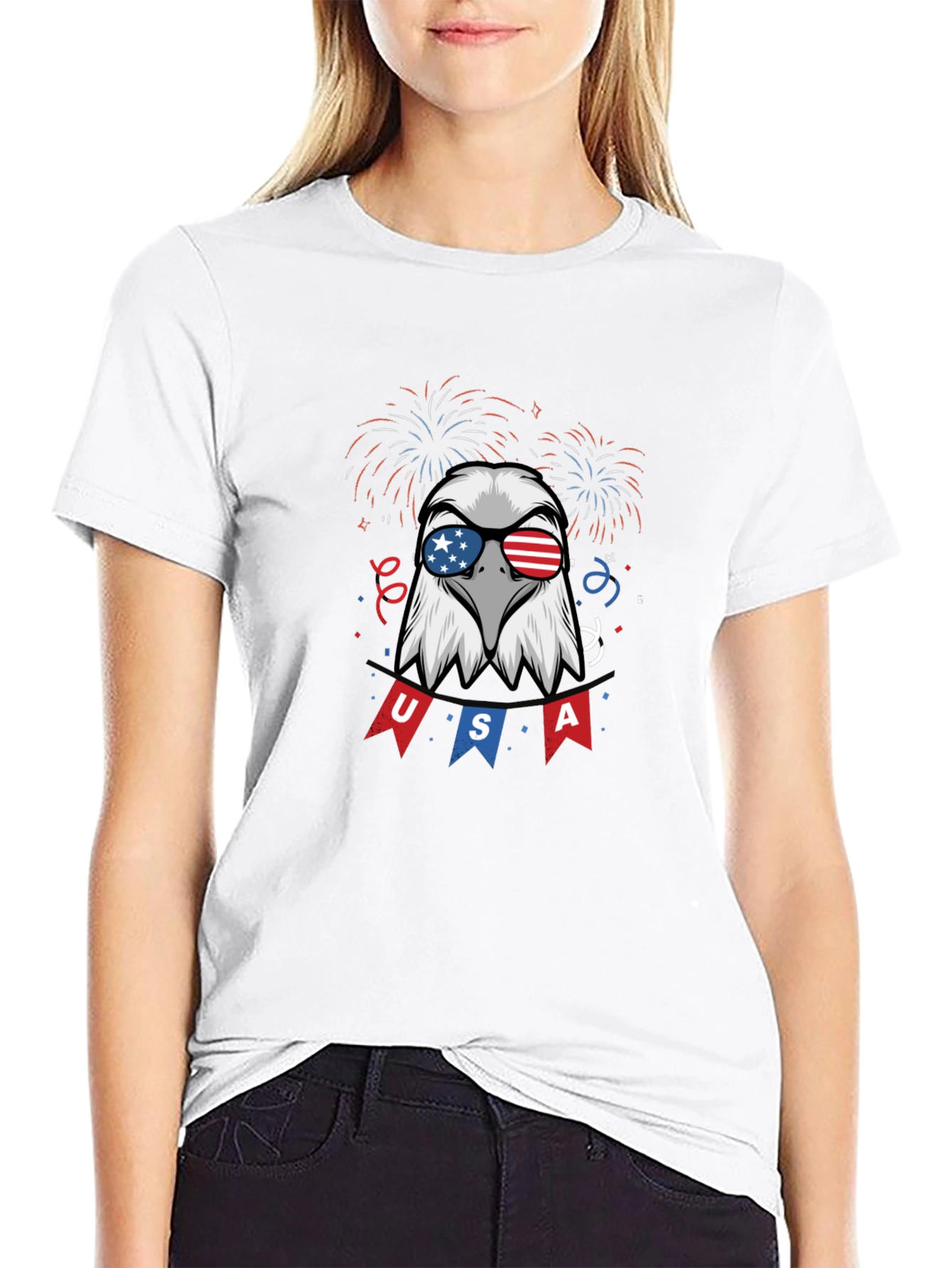 Patriotic Eagle USA Graphic Print Tee