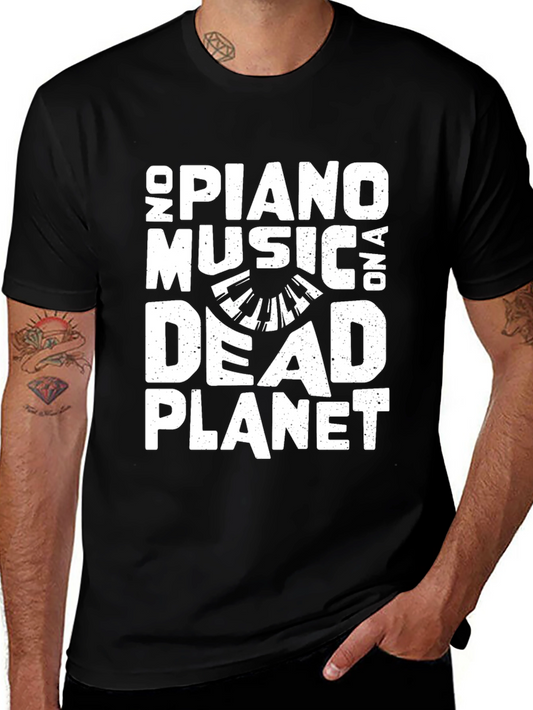 Piano Music on a Dead Planet Black T-Shirt