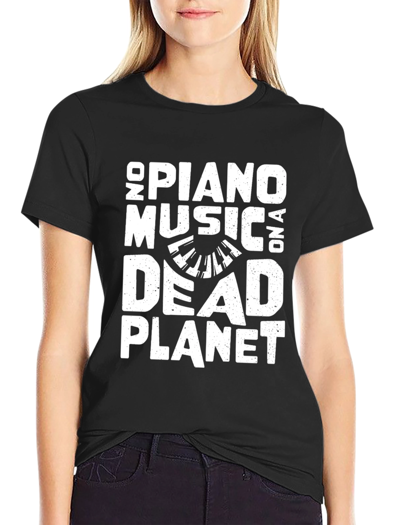 Piano Music on a Dead Planet Black T-Shirt
