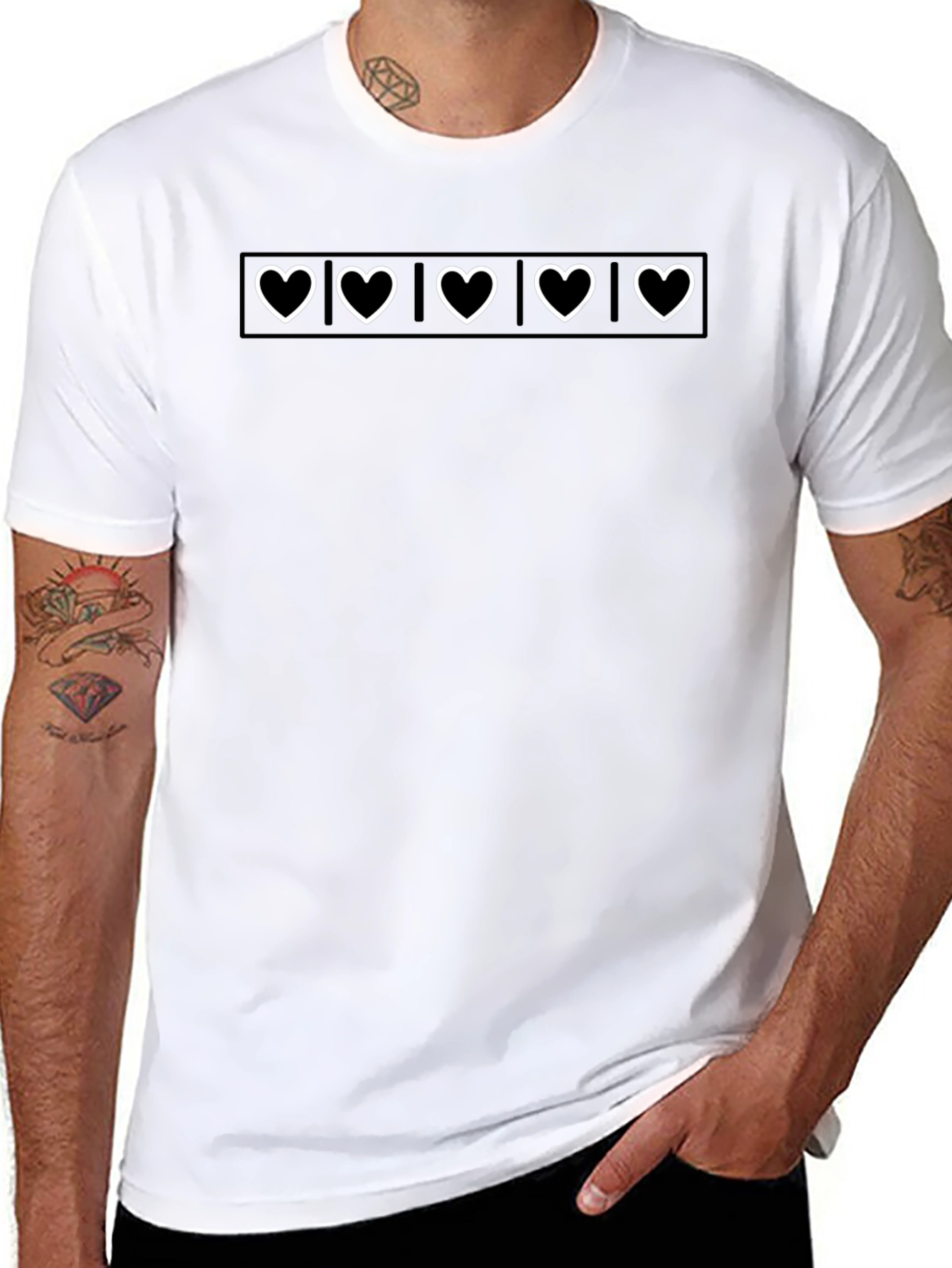 Black T-Shirt with Heart Design