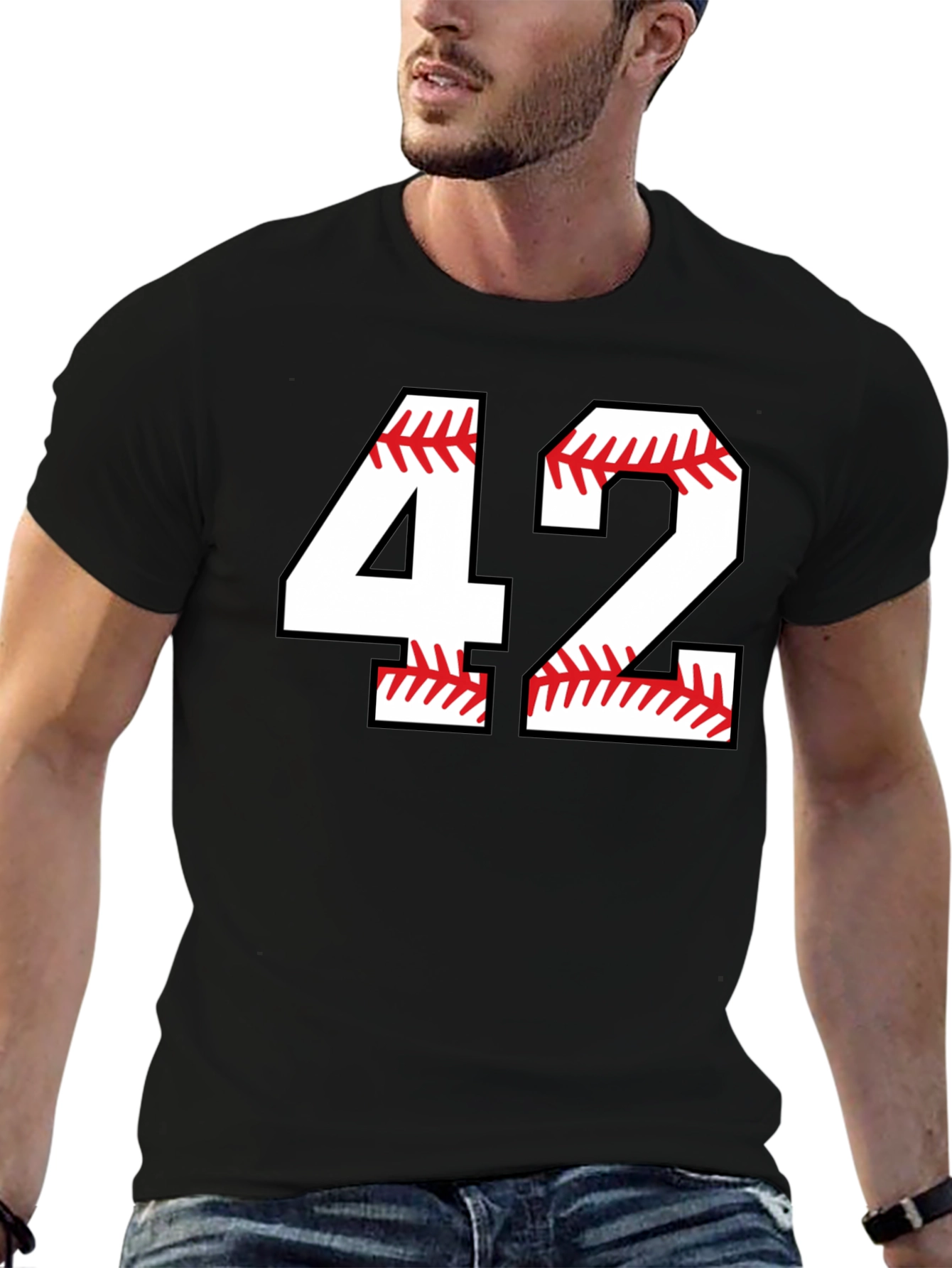 Baseball Number 42 Black T-Shirt