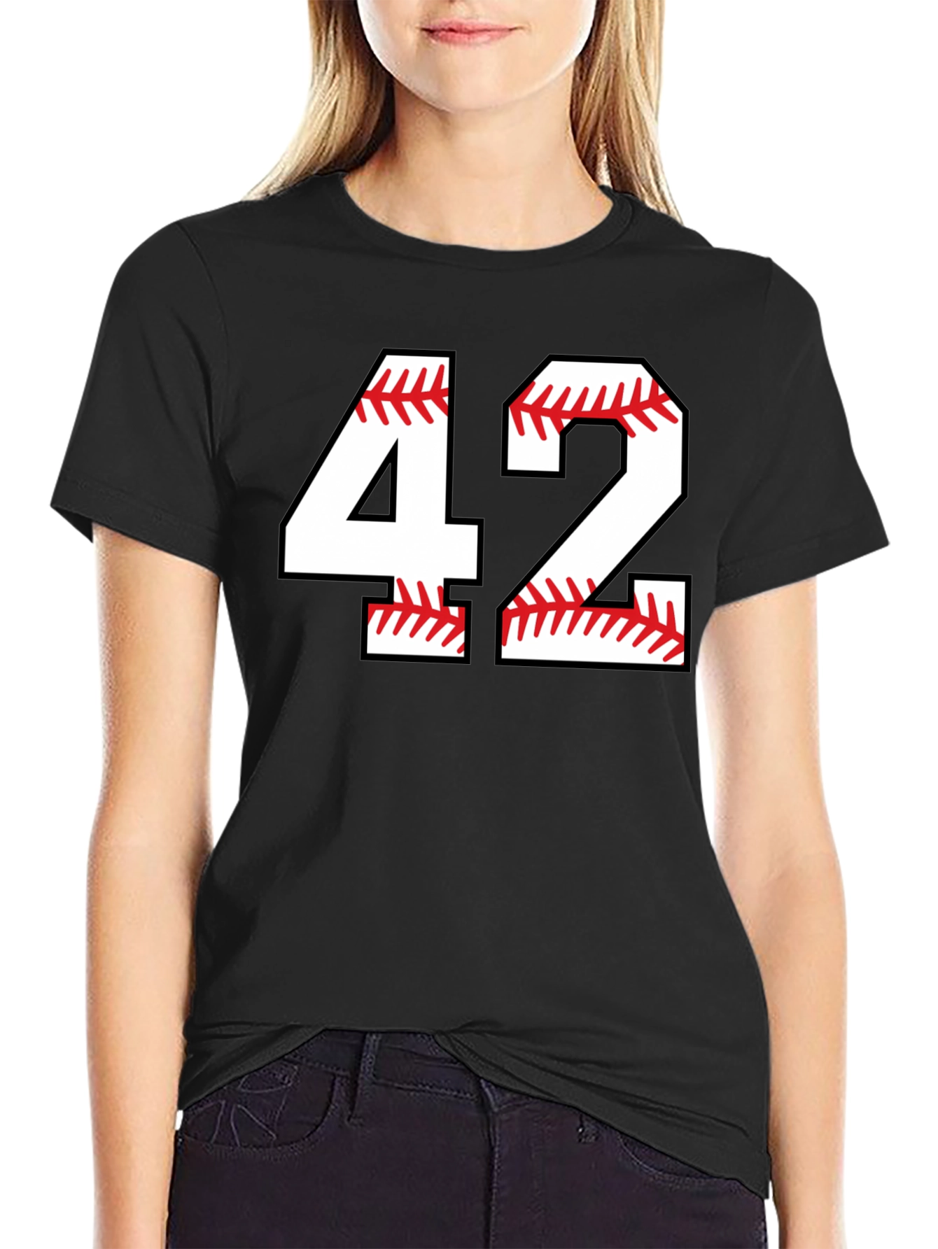Baseball Number 42 Black T-Shirt