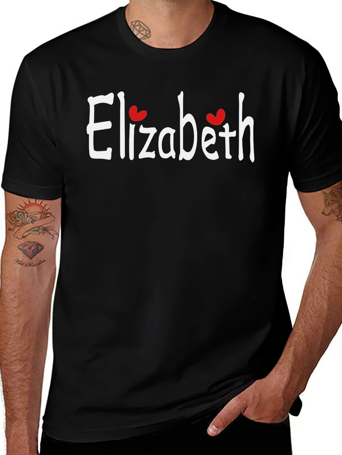 Elizabeth Personalized Heart Tee - Custom Name T-Shirt