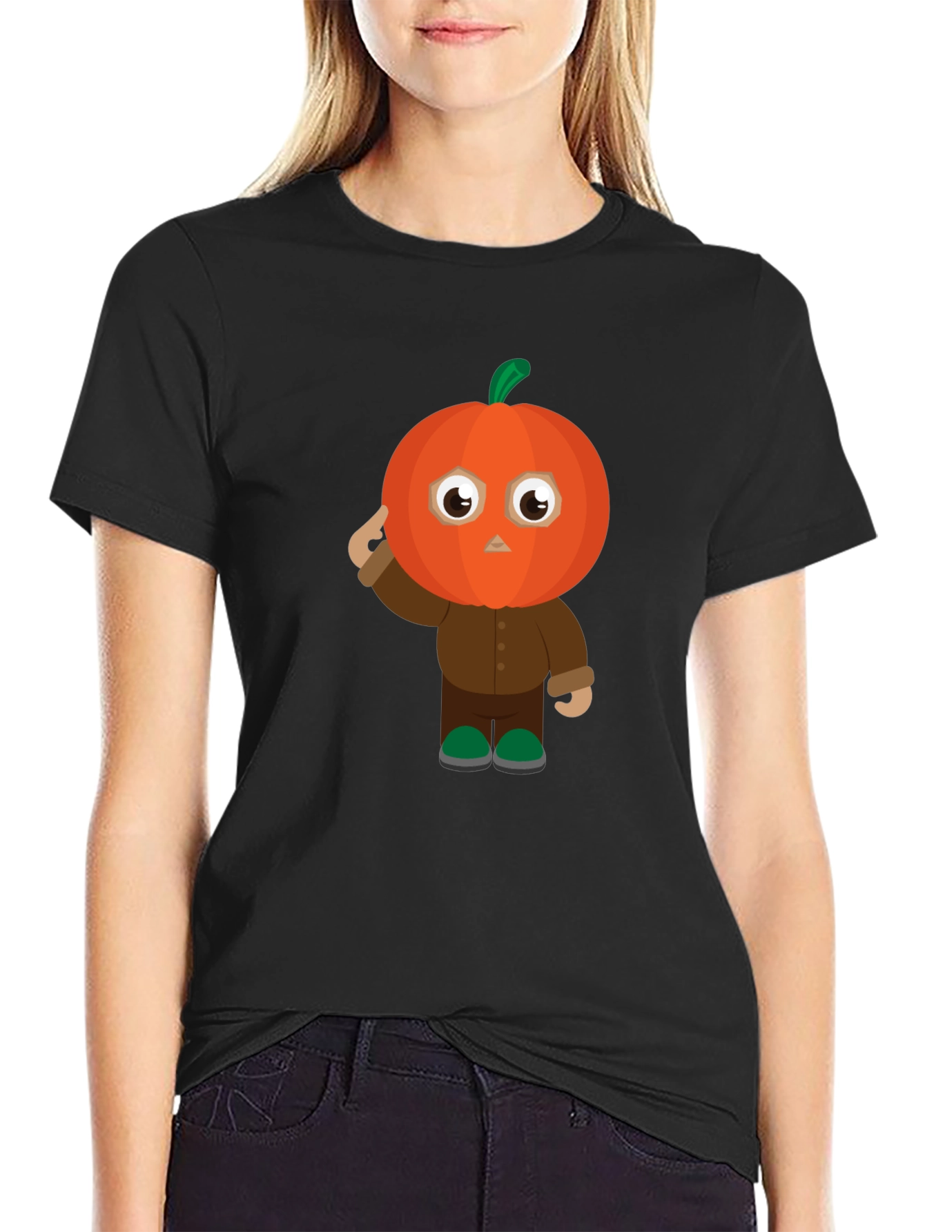 Pumpkin Character Black T-Shirt