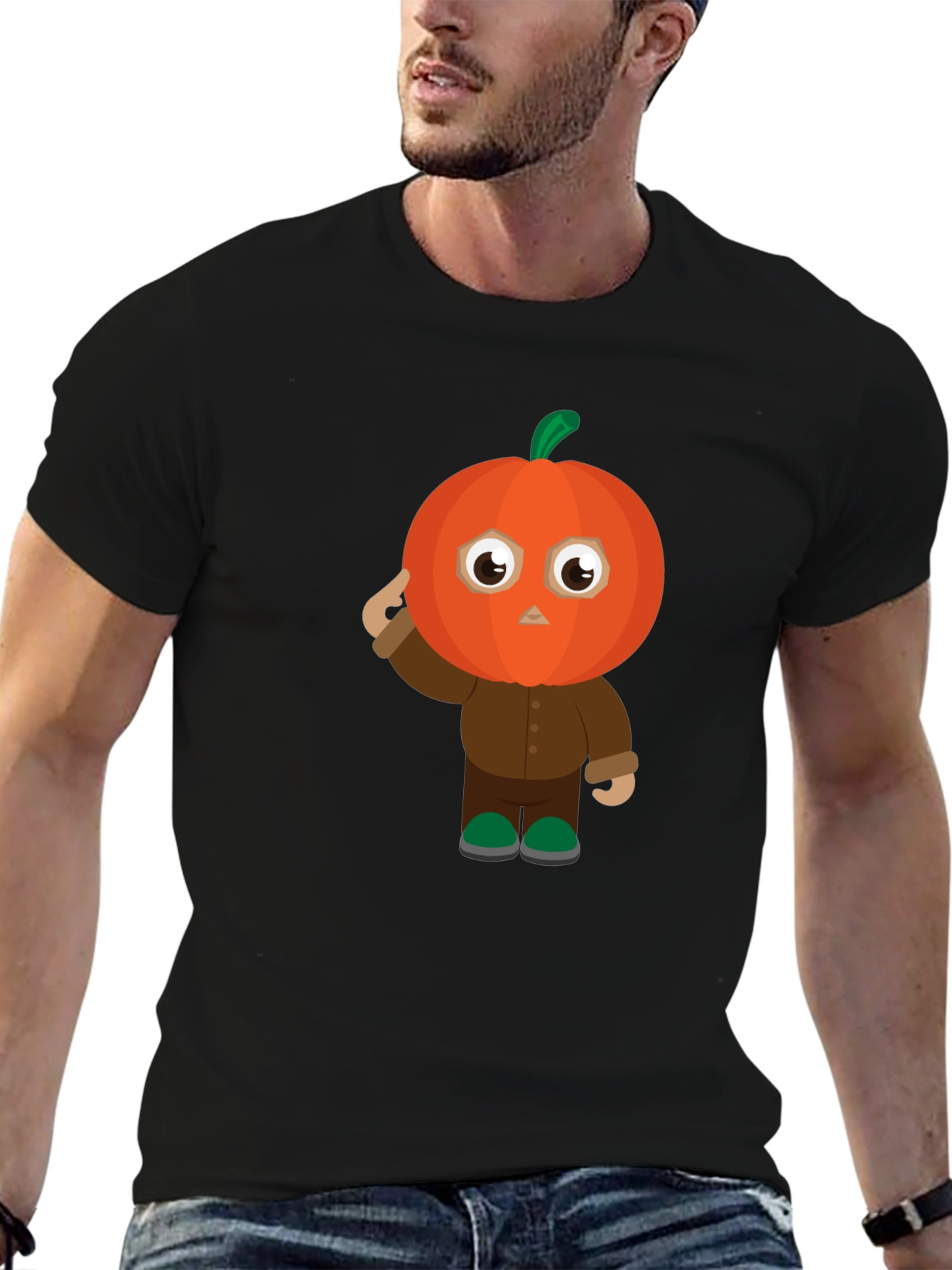 Pumpkin Character Black T-Shirt