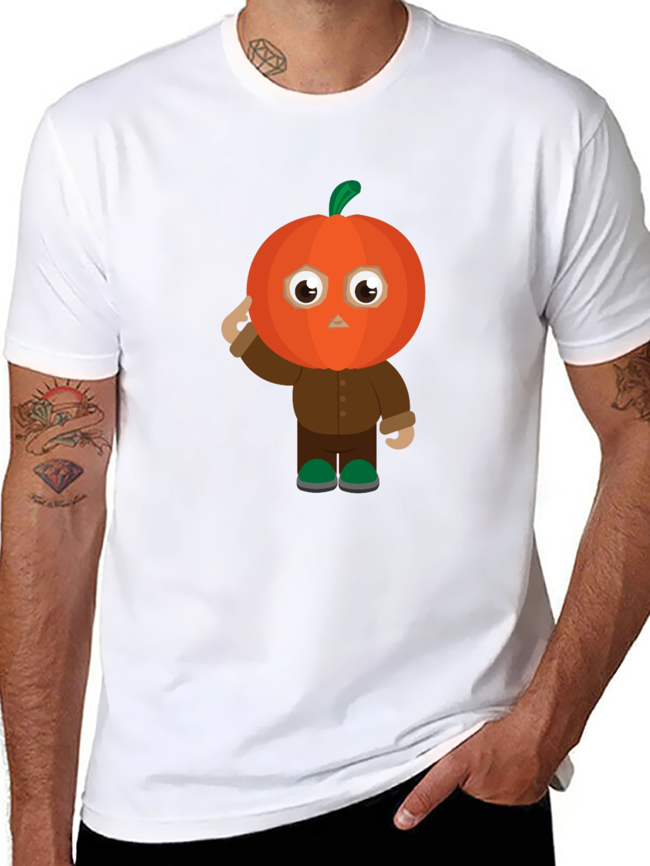 Pumpkin Character Black T-Shirt