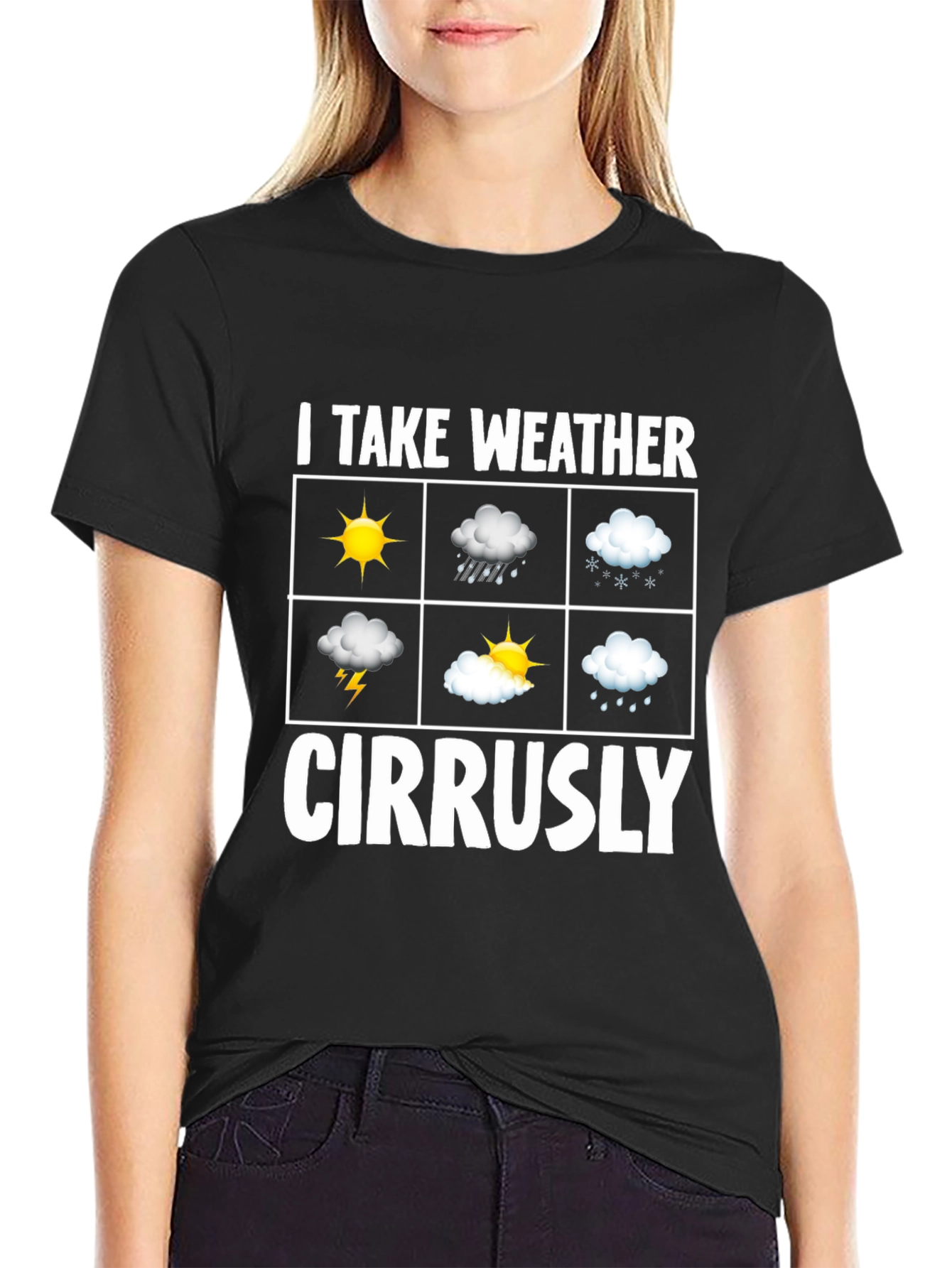 I Take Weather Cirrusly Black Graphic T-Shirt