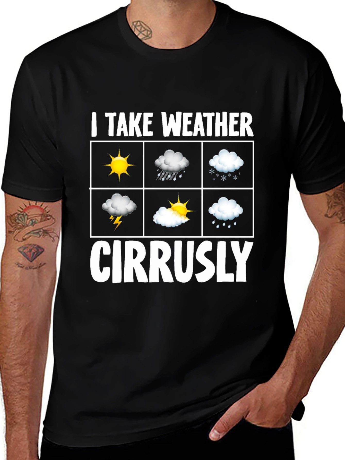 I Take Weather Cirrusly Black Graphic T-Shirt