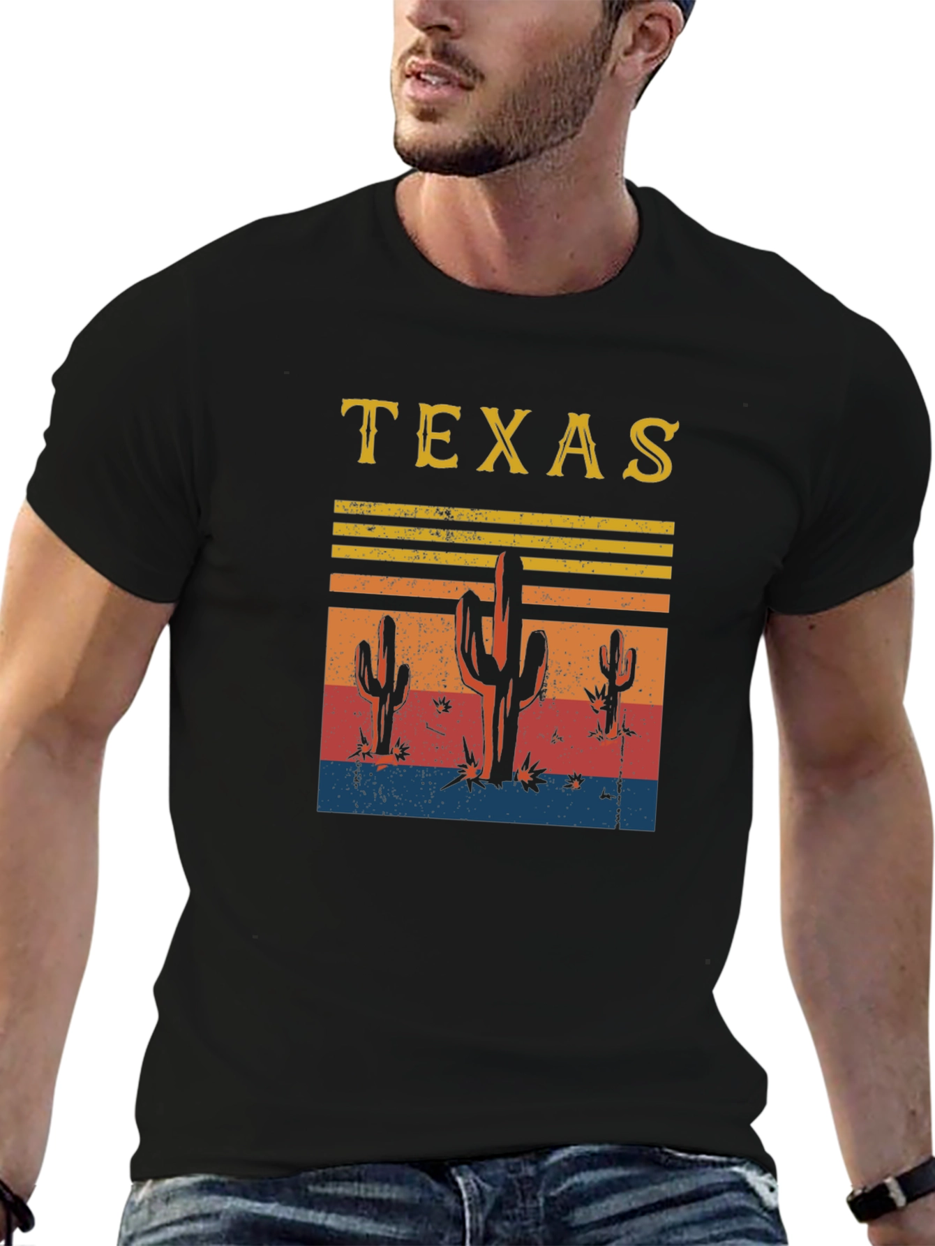 Texas Cactus Graphic T-Shirt - Retro Style