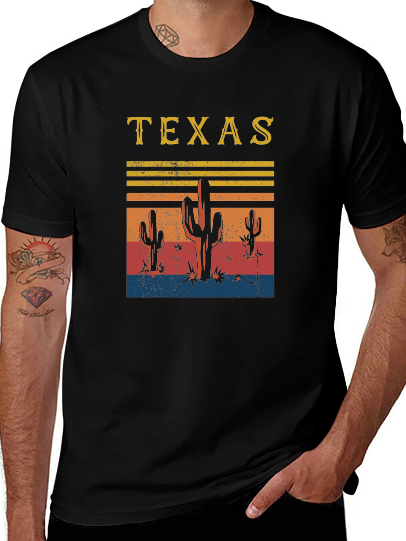 Texas Cactus Graphic T-Shirt - Retro Style