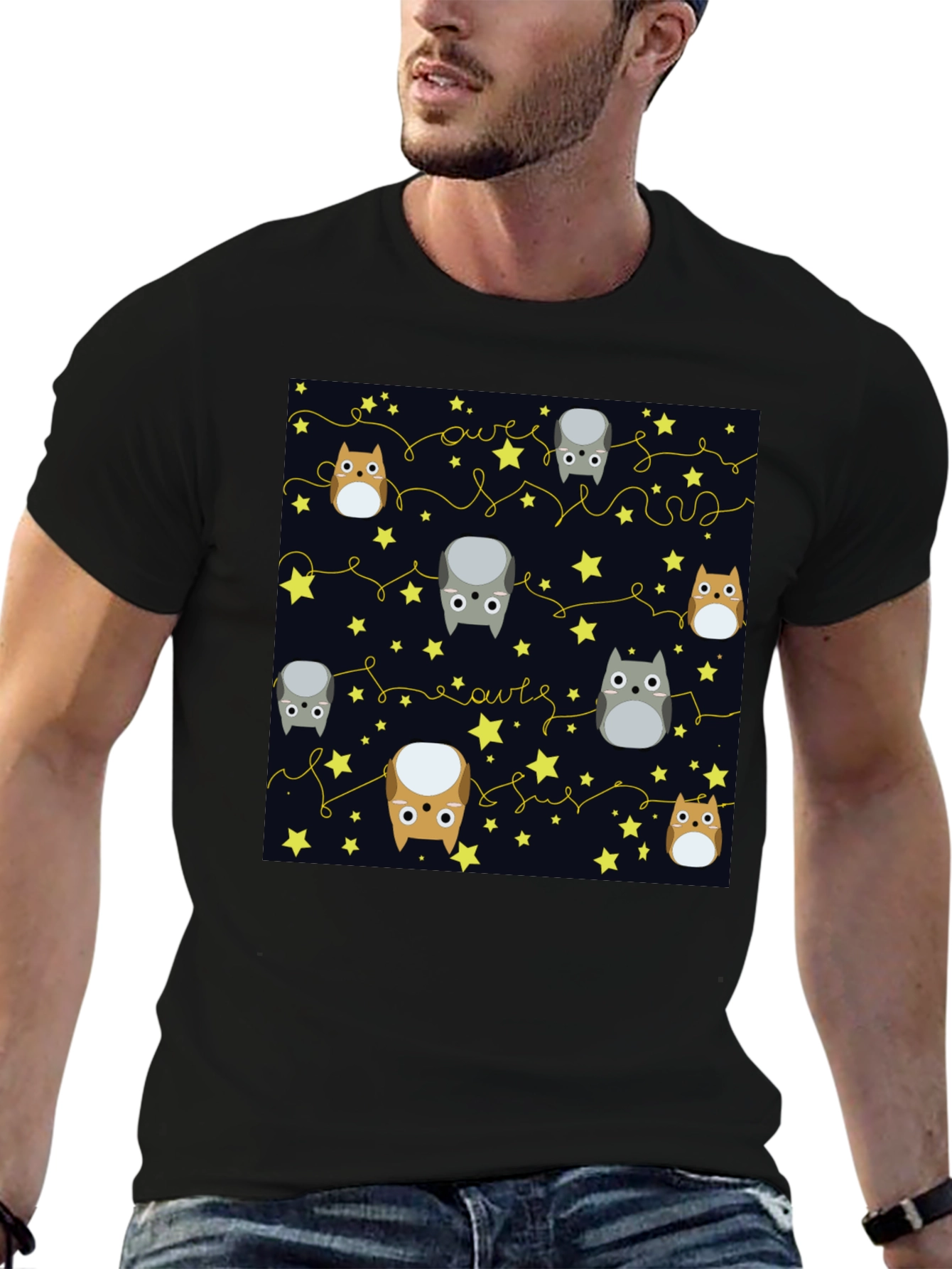 Cute Owls & Stars Graphic T-Shirt