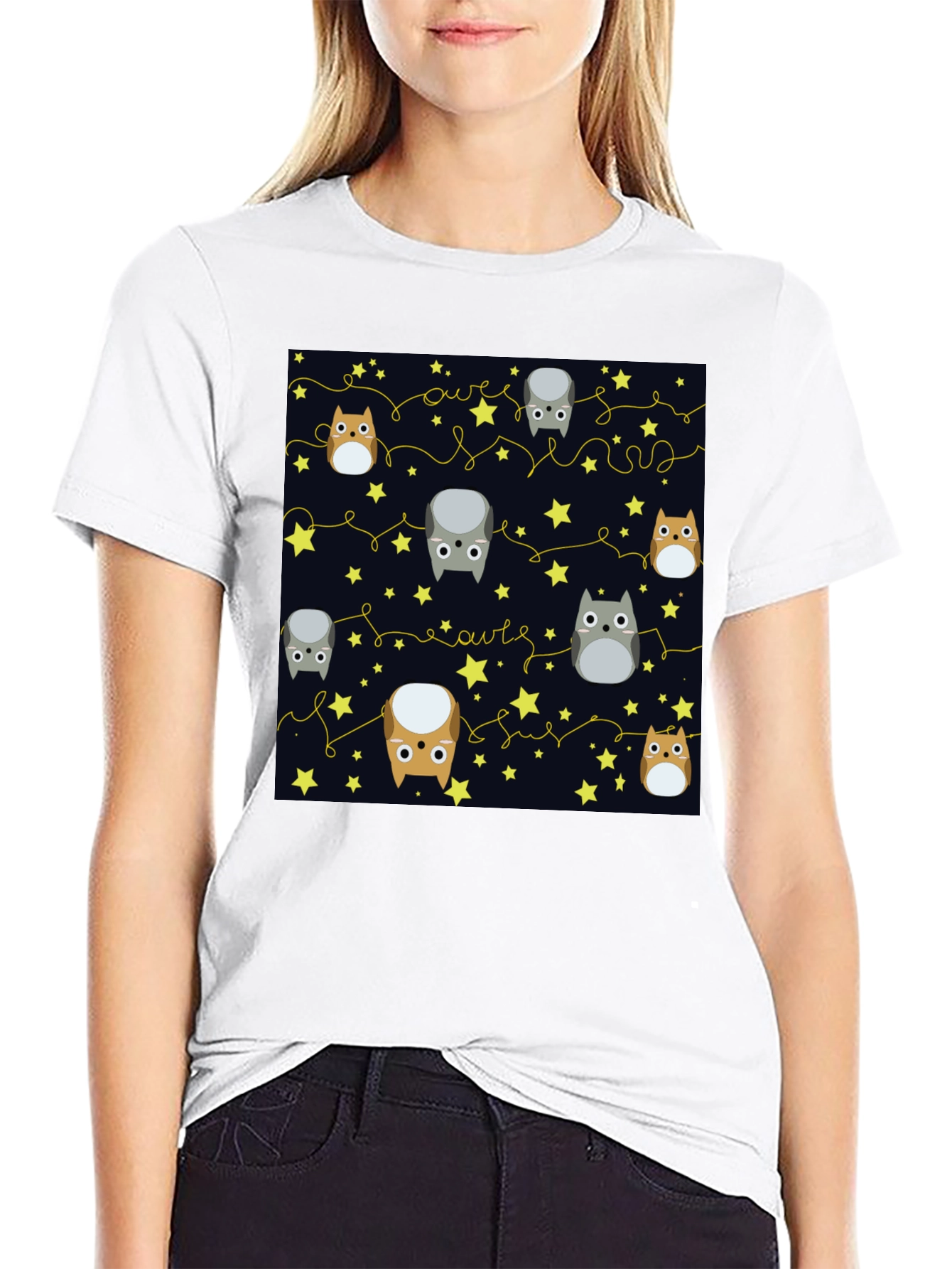 Cute Owls & Stars Graphic T-Shirt
