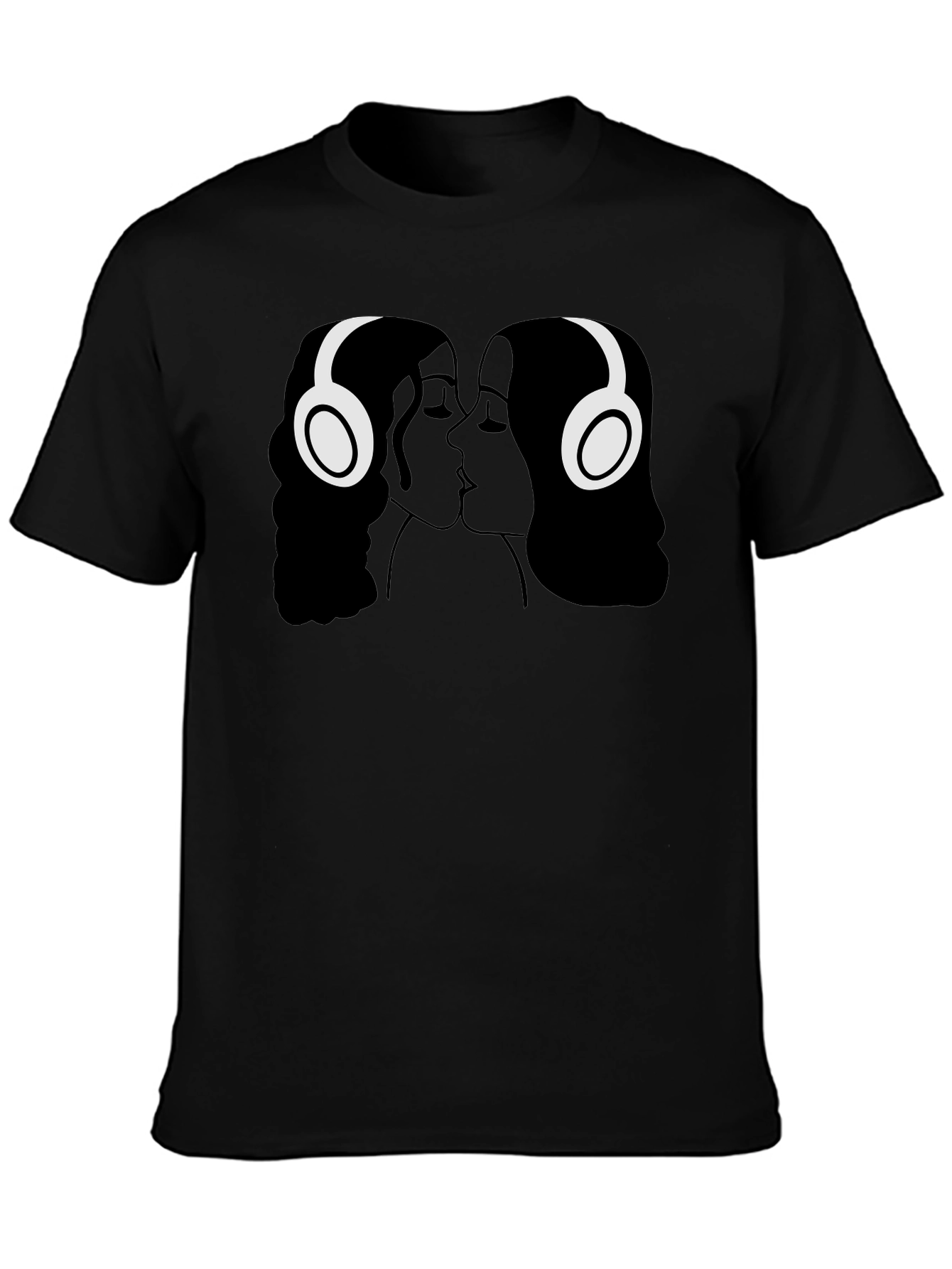 Kissing Headphones Graphic Tee - Black