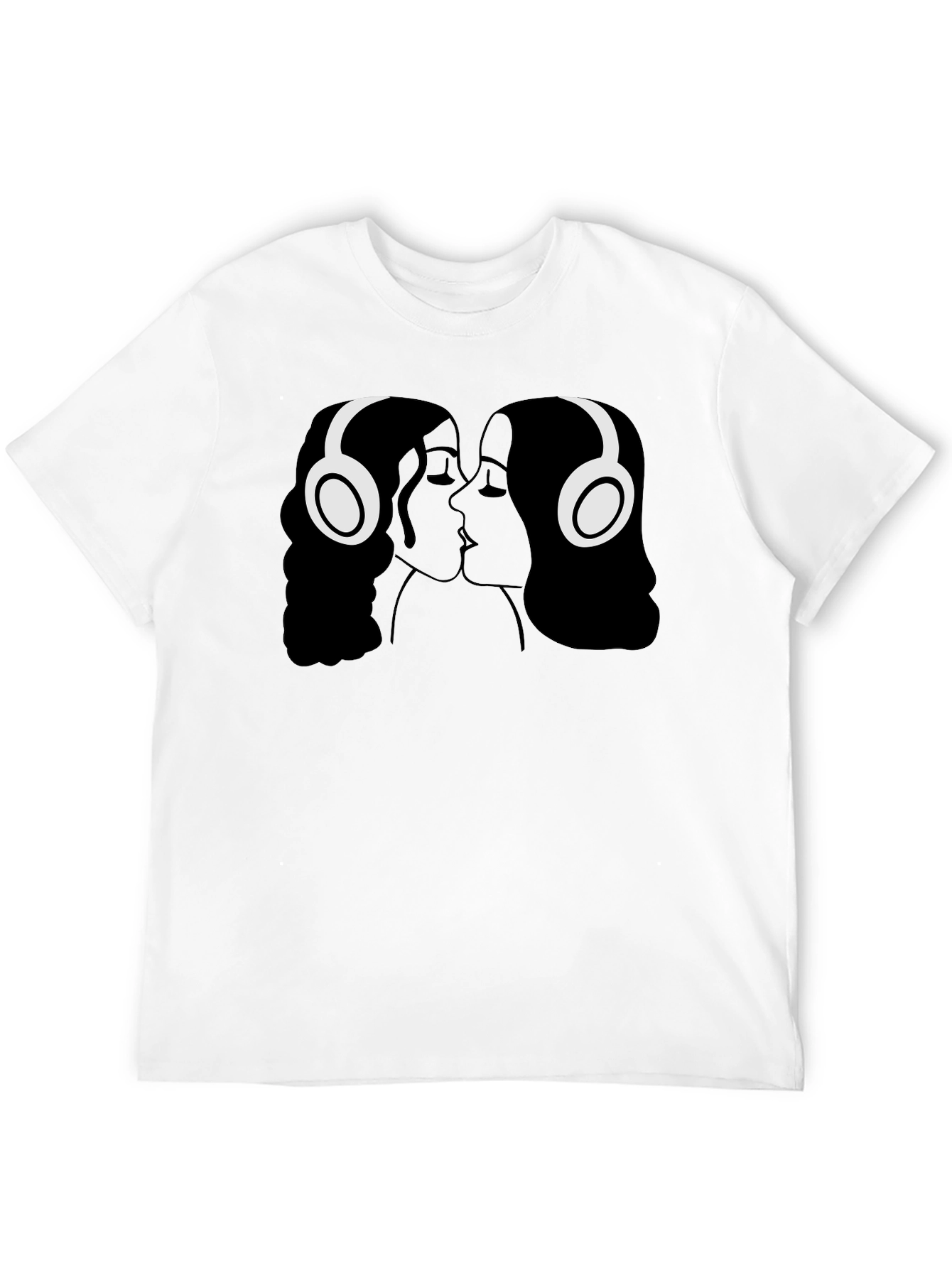 Kissing Headphones Graphic Tee - Black