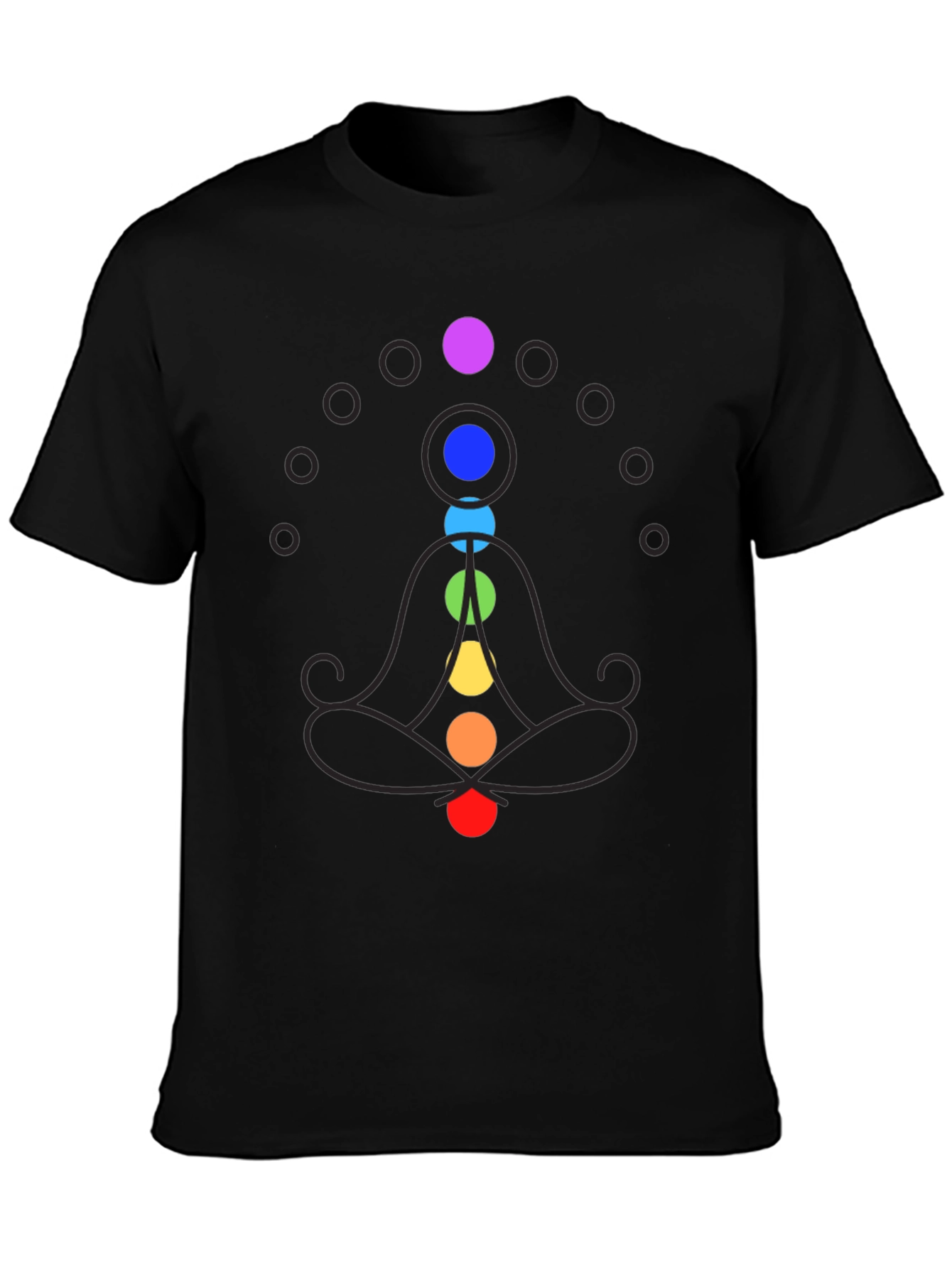 Chakra Meditation Graphic Print Black T-Shirt