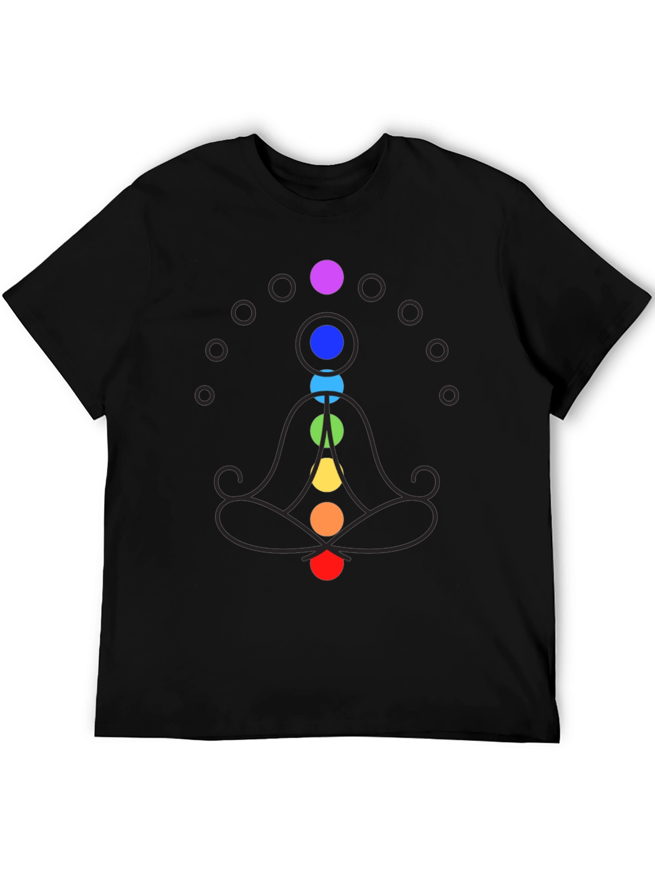 Chakra Meditation Graphic Print Black T-Shirt