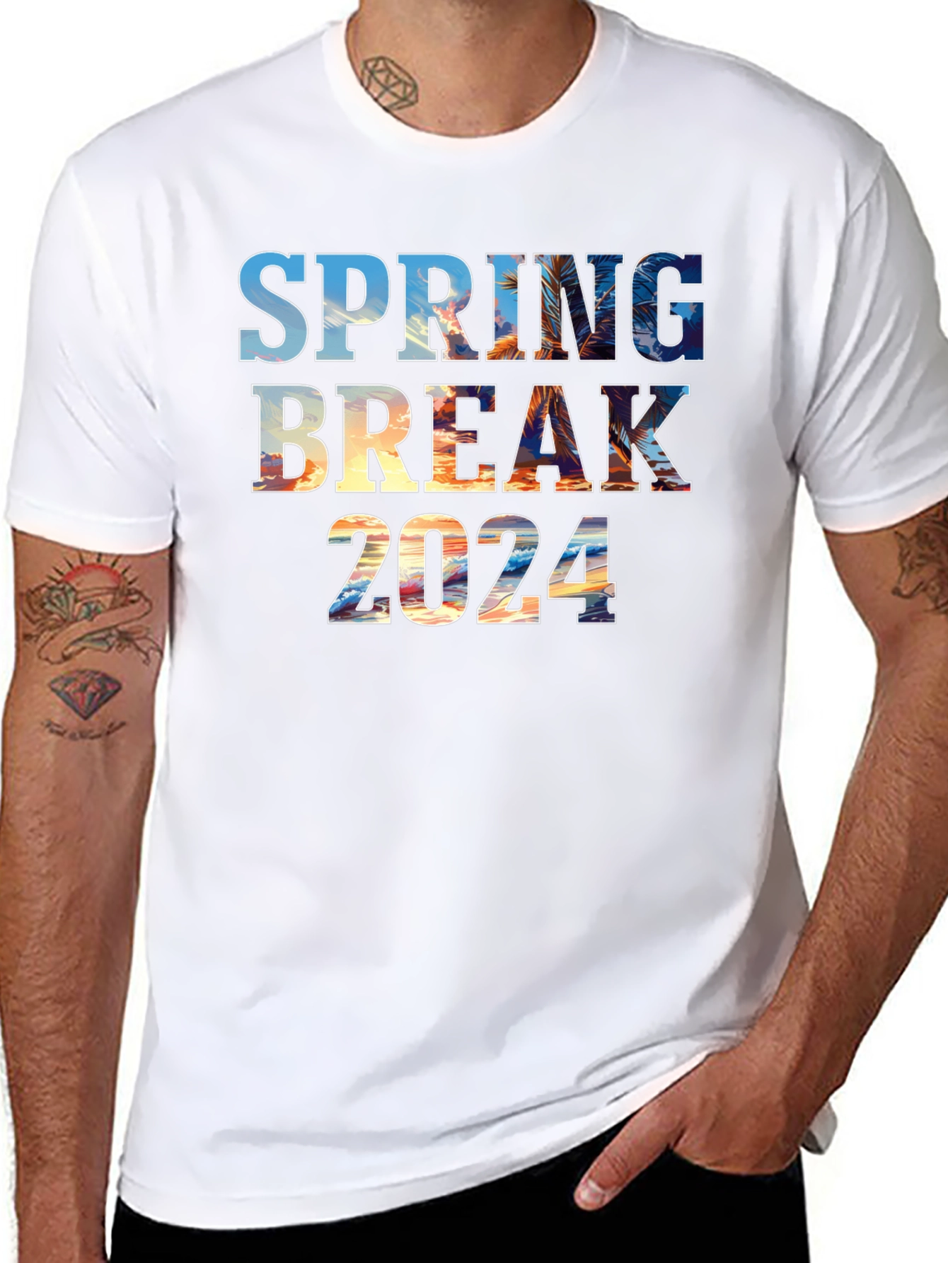 Spring Break 2024 Black Graphic T-Shirt