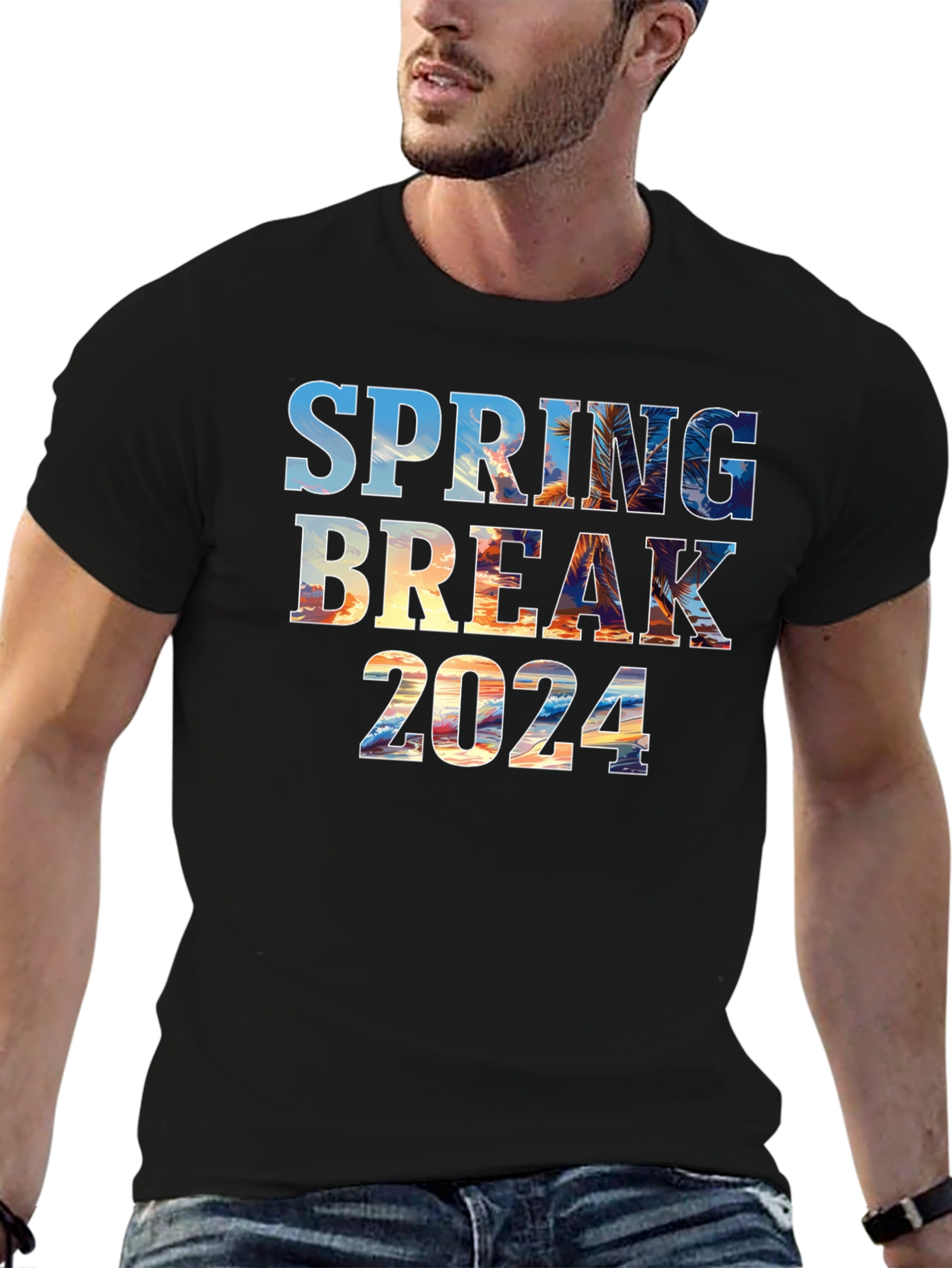 Spring Break 2024 Black Graphic T-Shirt