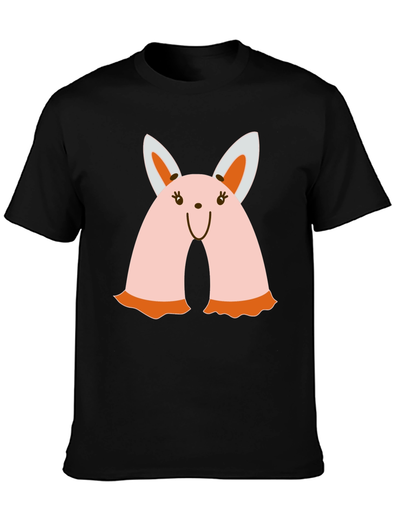 Cute Bunny Graphic Tee - Black Crew Neck