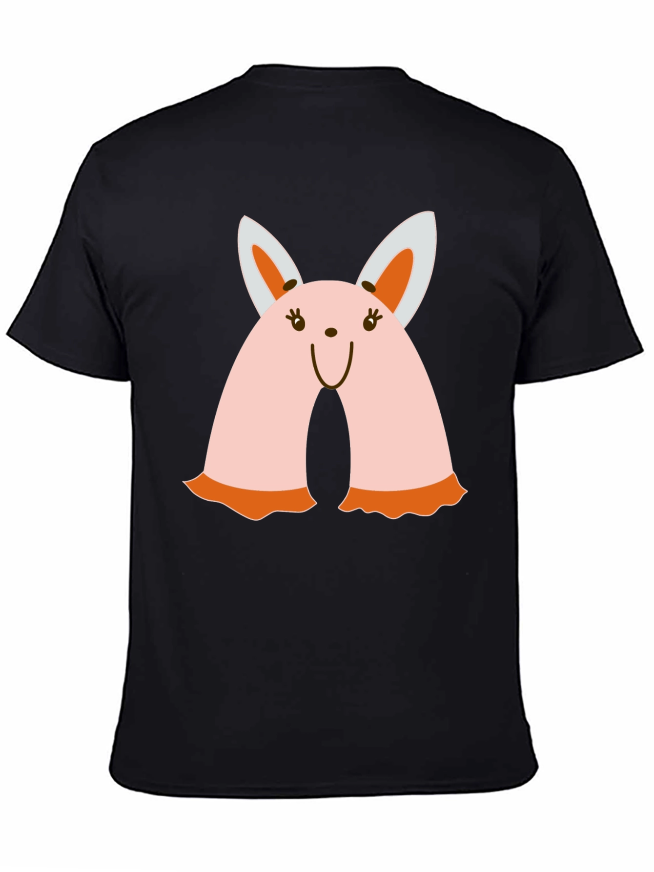 Cute Bunny Graphic Tee - Black Crew Neck