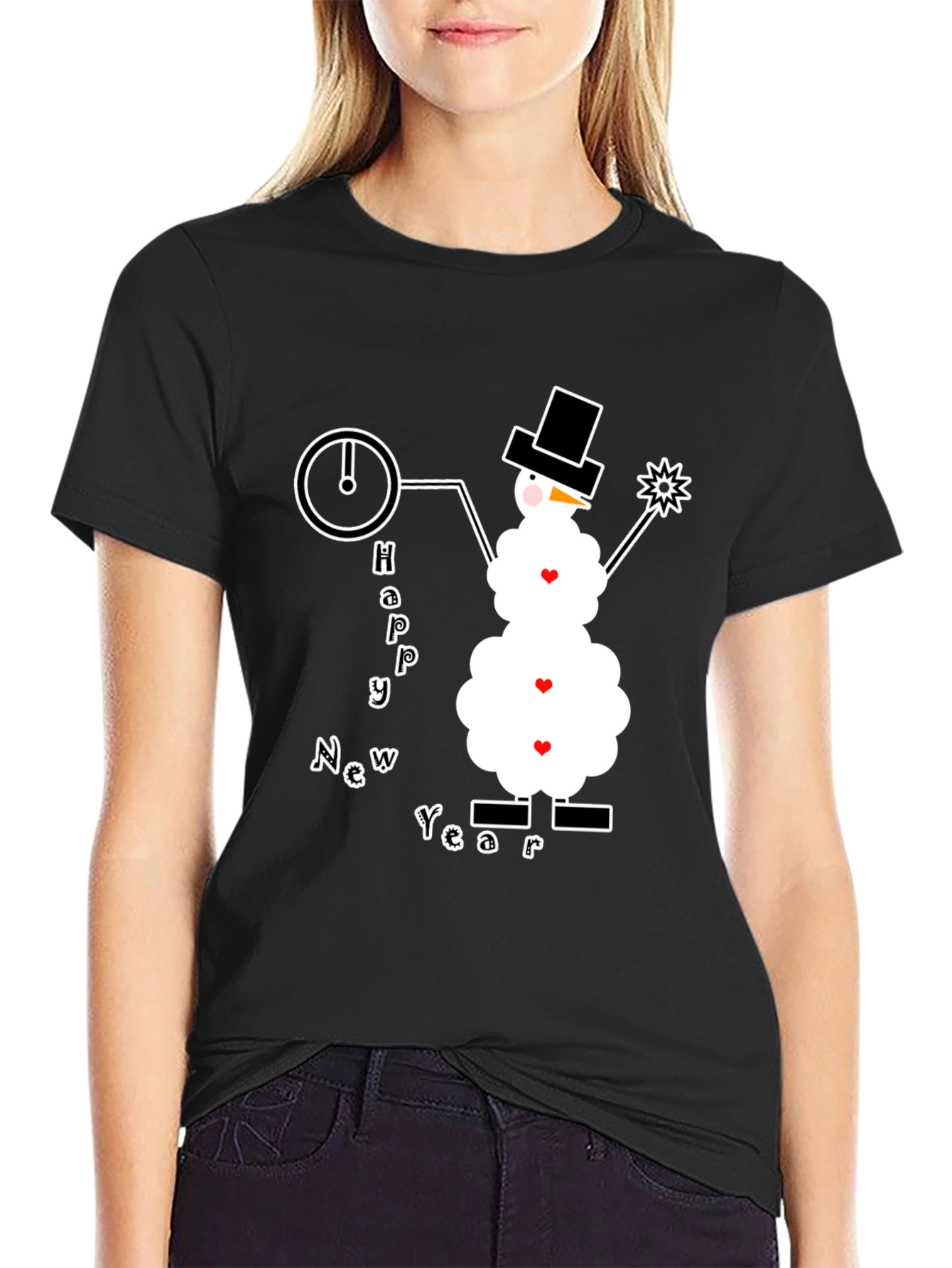 Happy New Year Snowman Graphic Tee