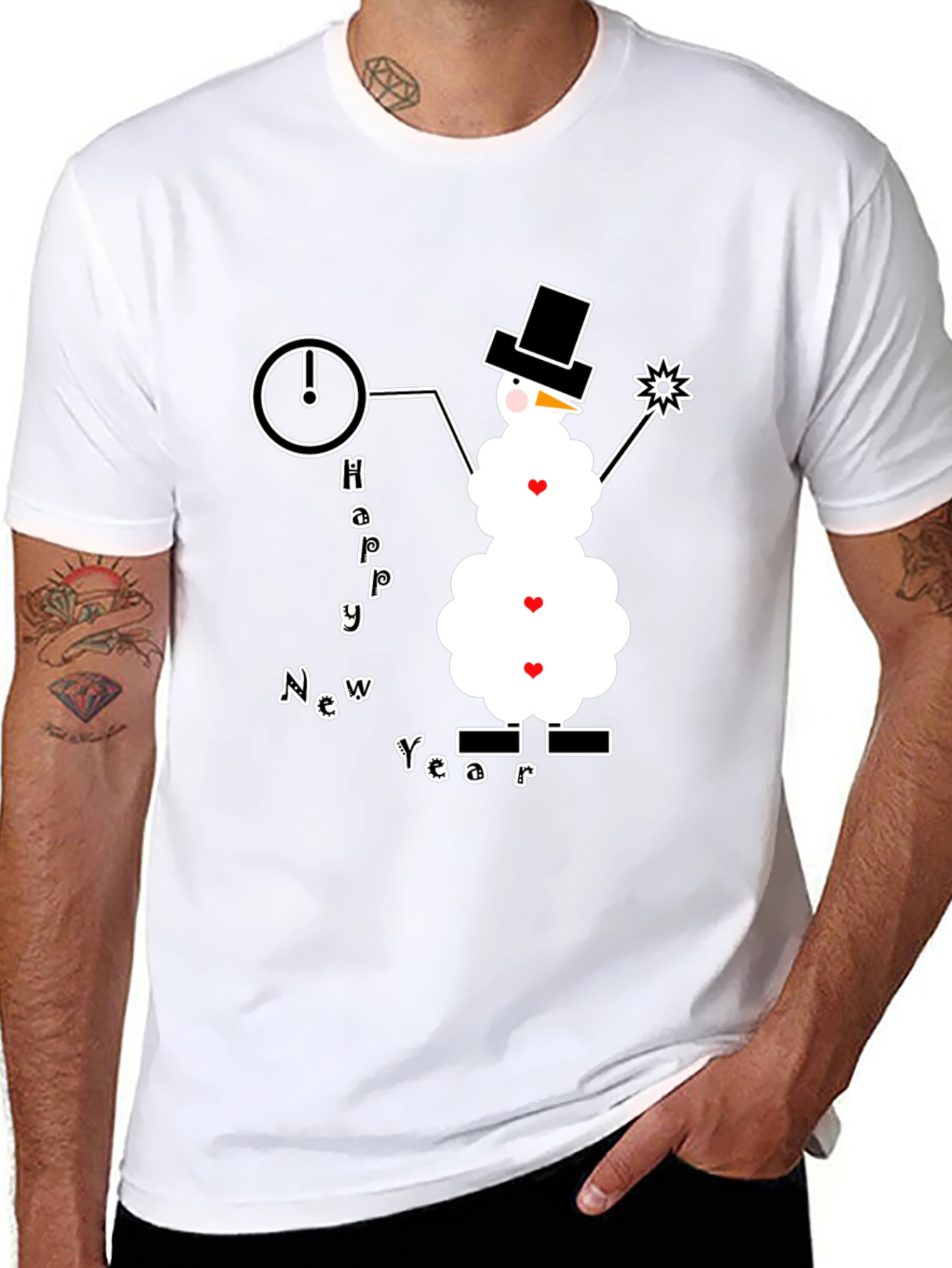 Happy New Year Snowman Graphic Tee