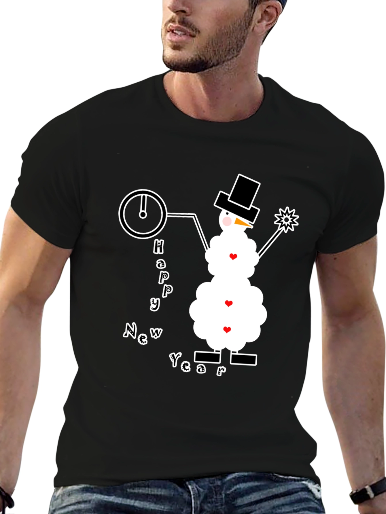 Happy New Year Snowman Graphic Tee