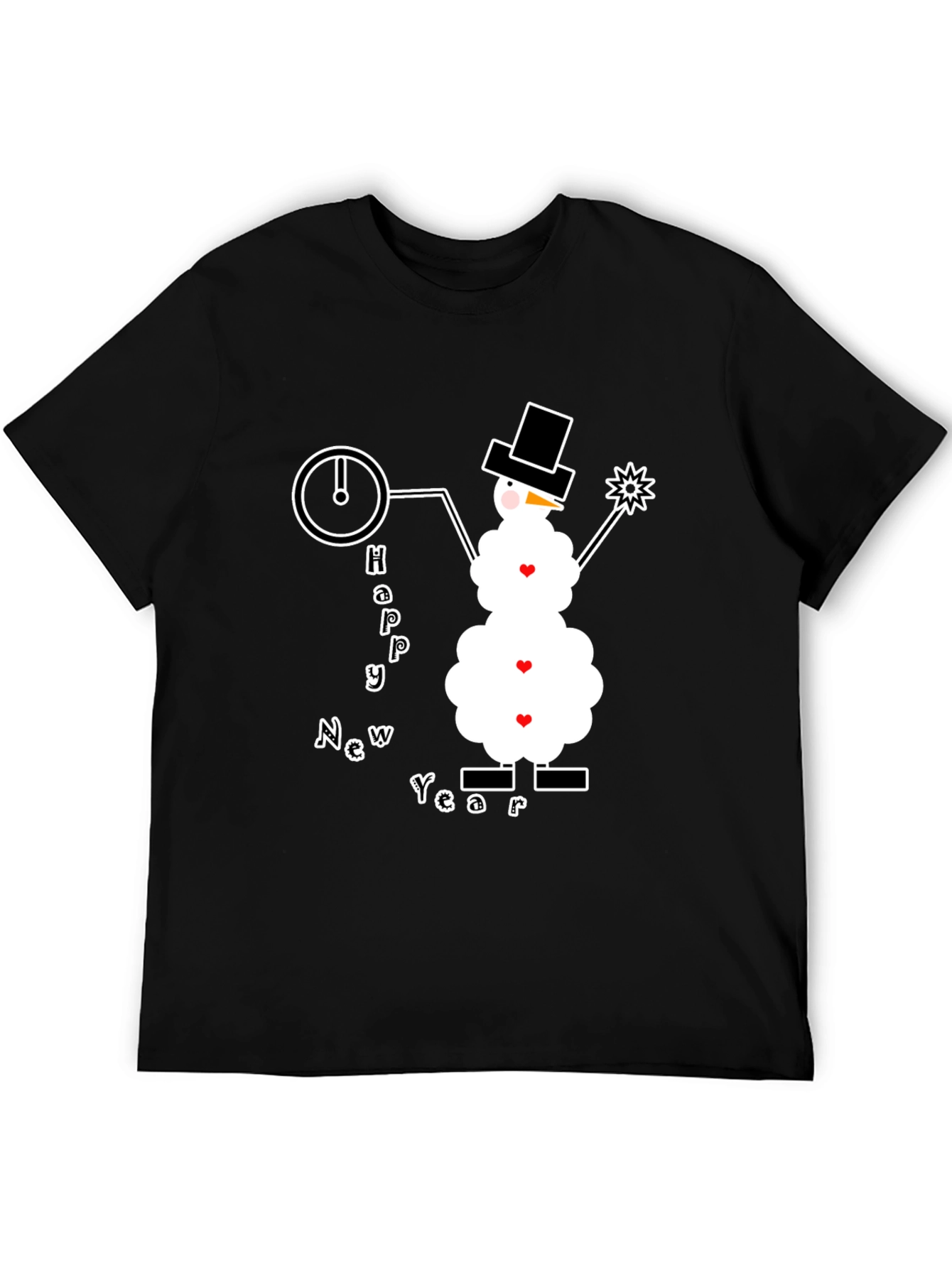 Happy New Year Snowman Graphic Tee