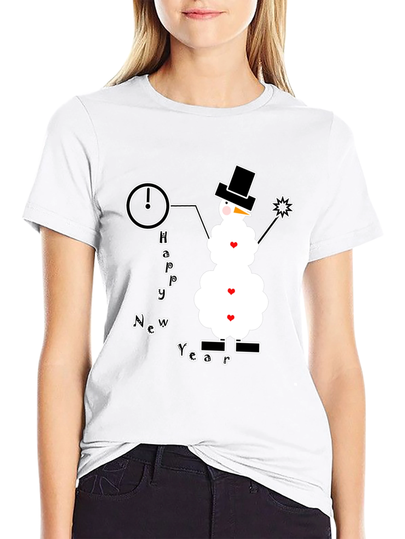 Happy New Year Snowman Graphic Tee