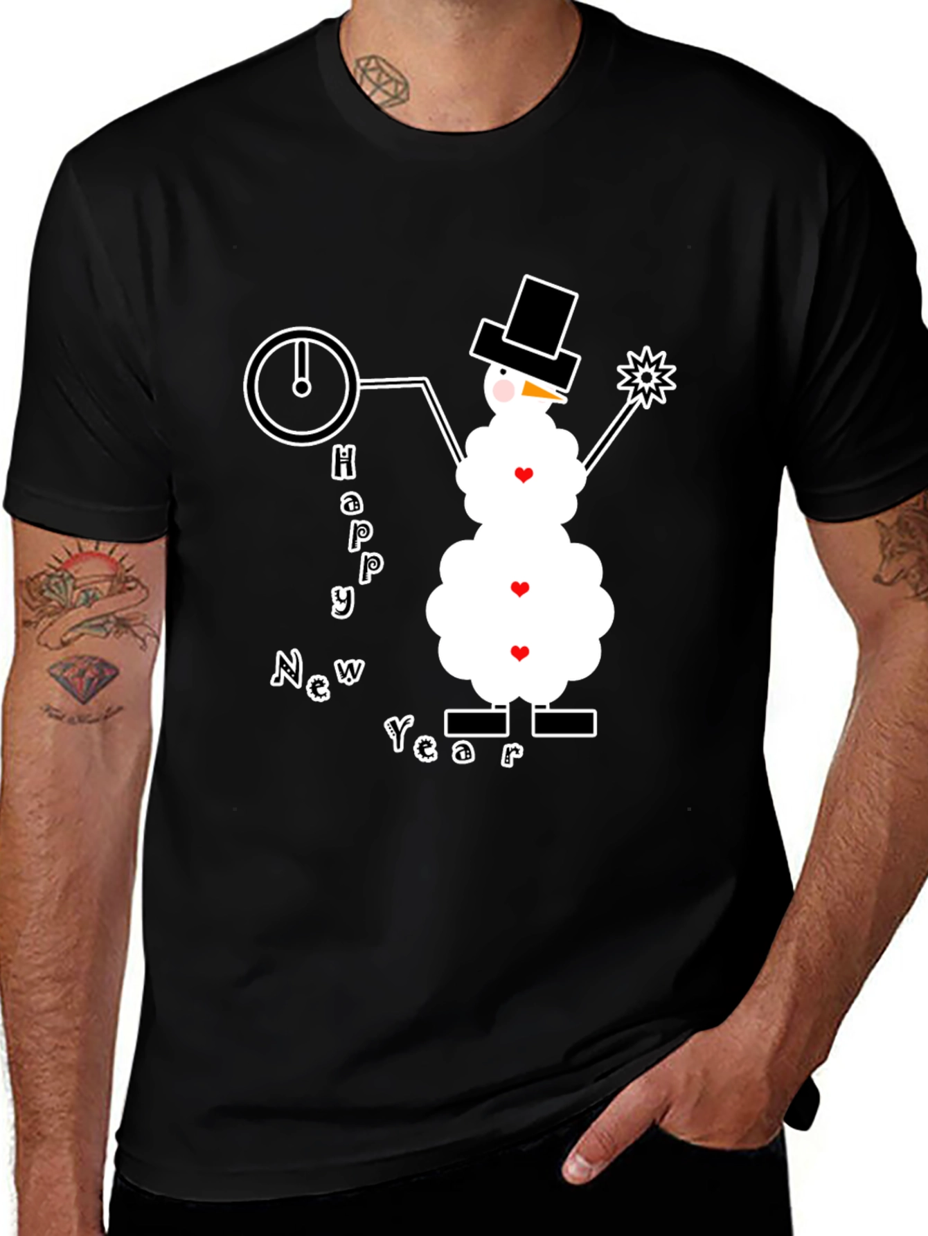 Happy New Year Snowman Graphic Tee