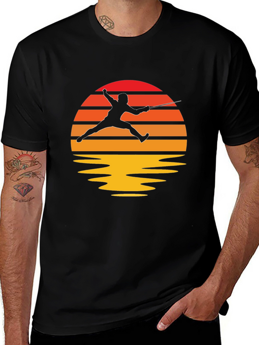 Sunset Fencing T-Shirt - Black Graphic Tee