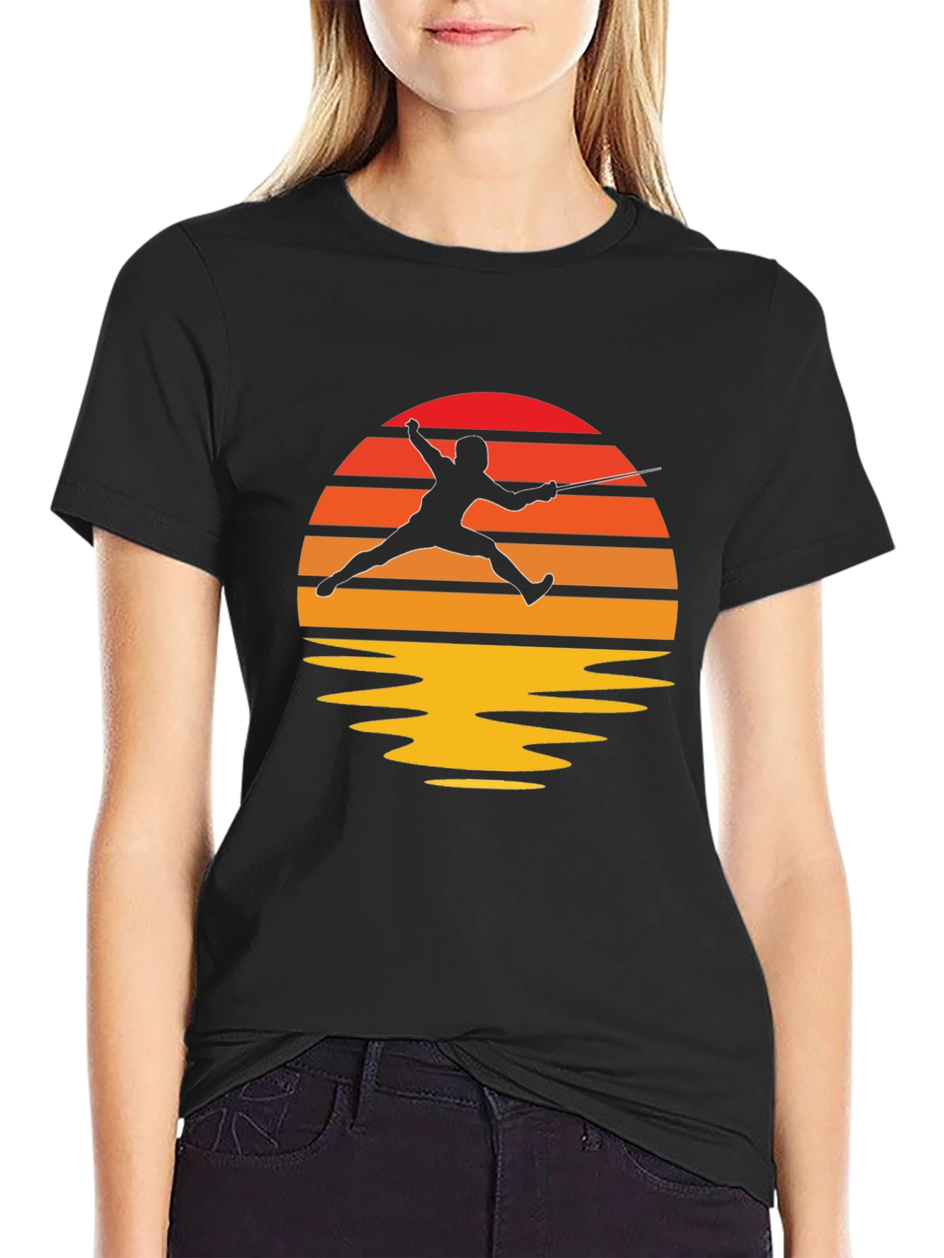 Sunset Fencing T-Shirt - Black Graphic Tee