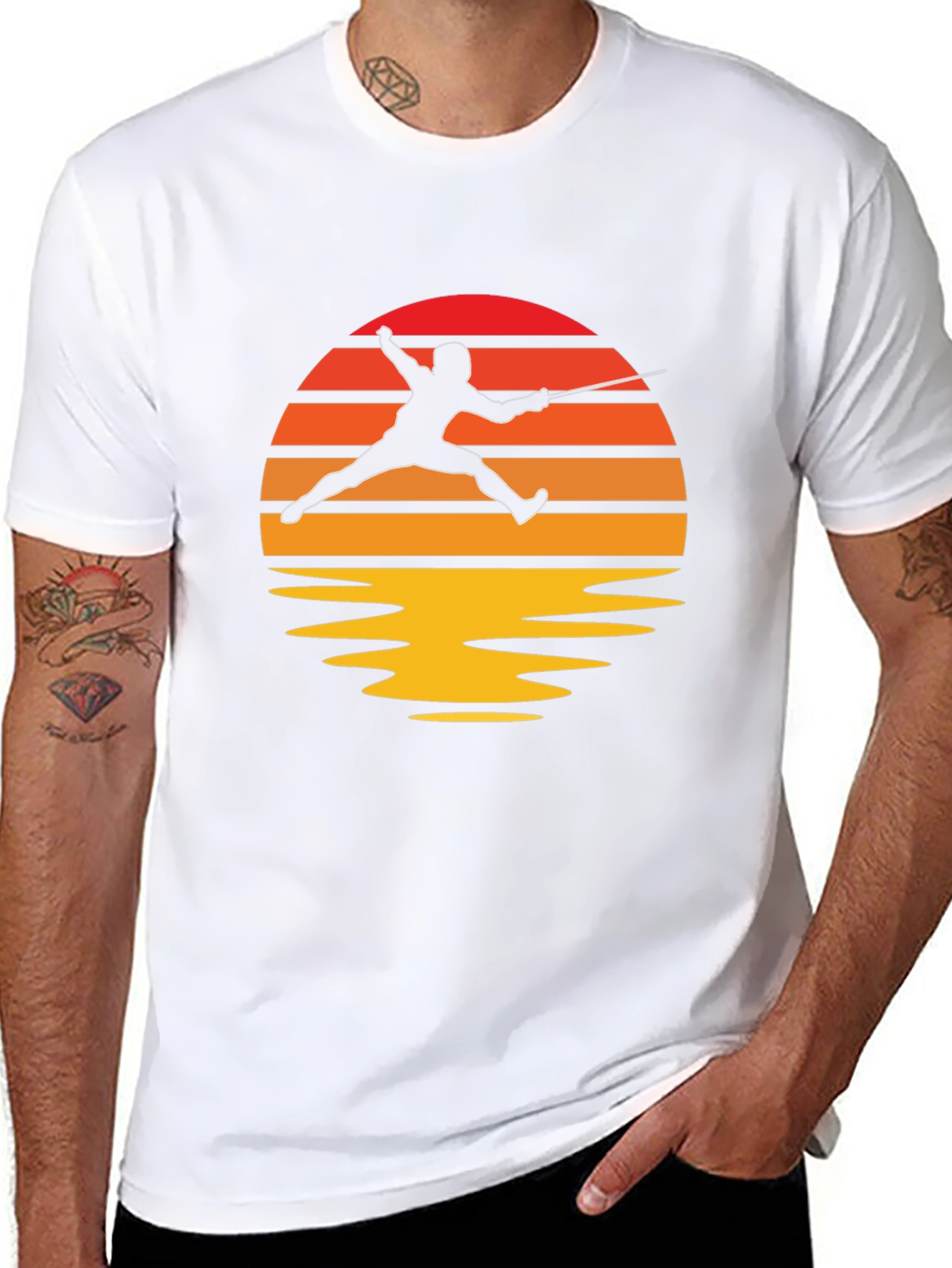 Sunset Fencing T-Shirt - Black Graphic Tee