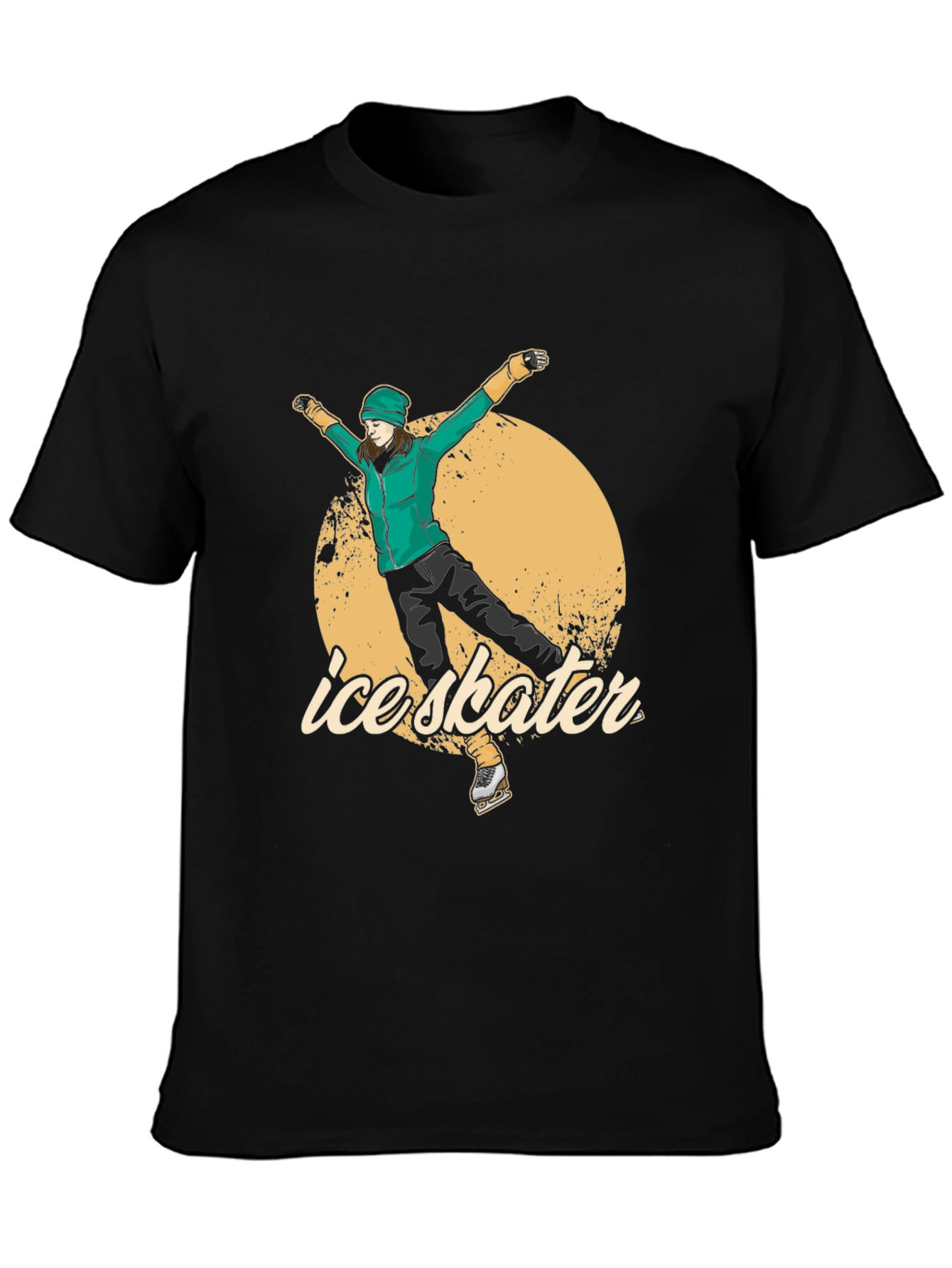 Ice Skater Graphic Tee - Black Cotton T-Shirt