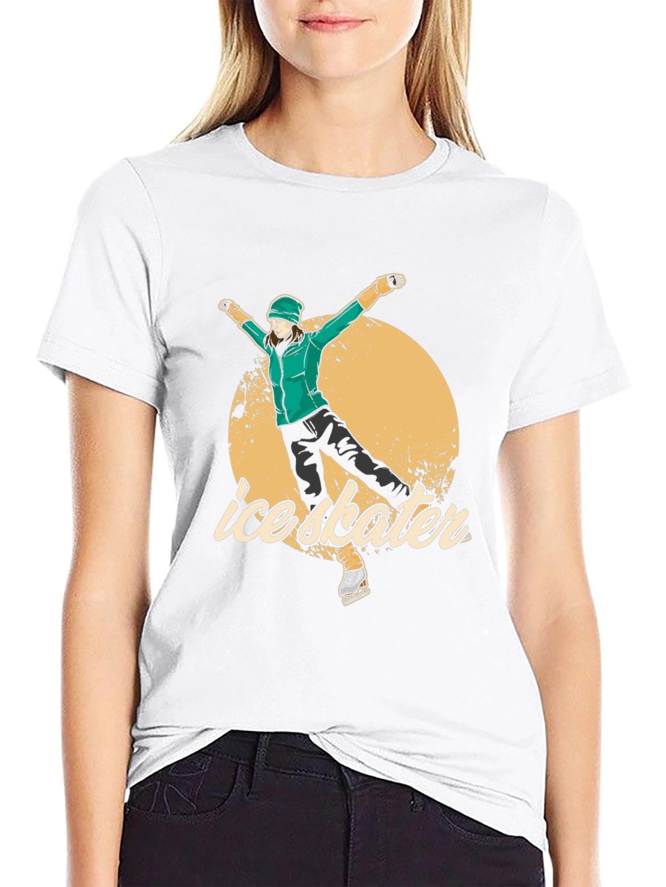 Ice Skater Graphic Tee - Black Cotton T-Shirt