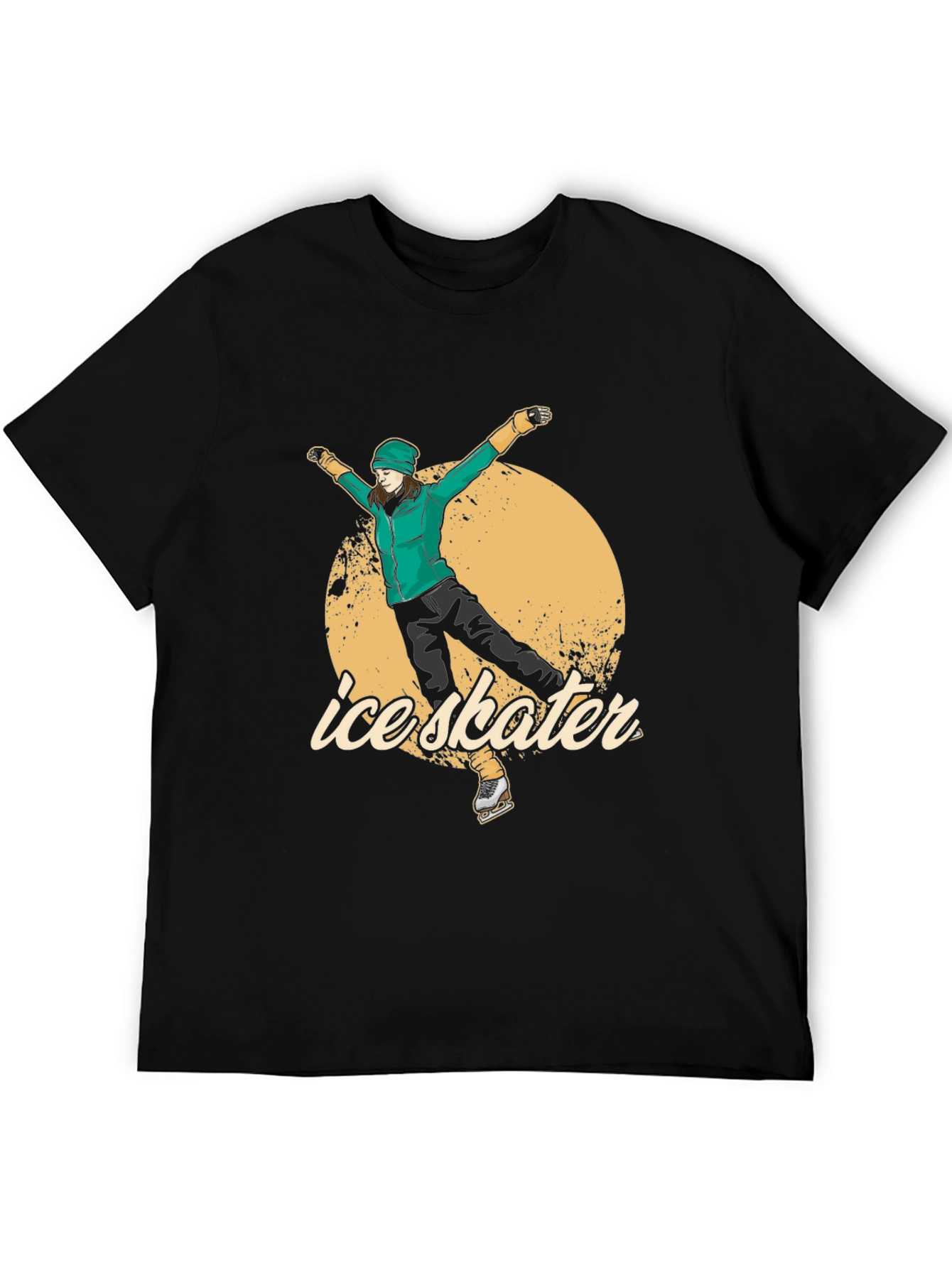 Ice Skater Graphic Tee - Black Cotton T-Shirt