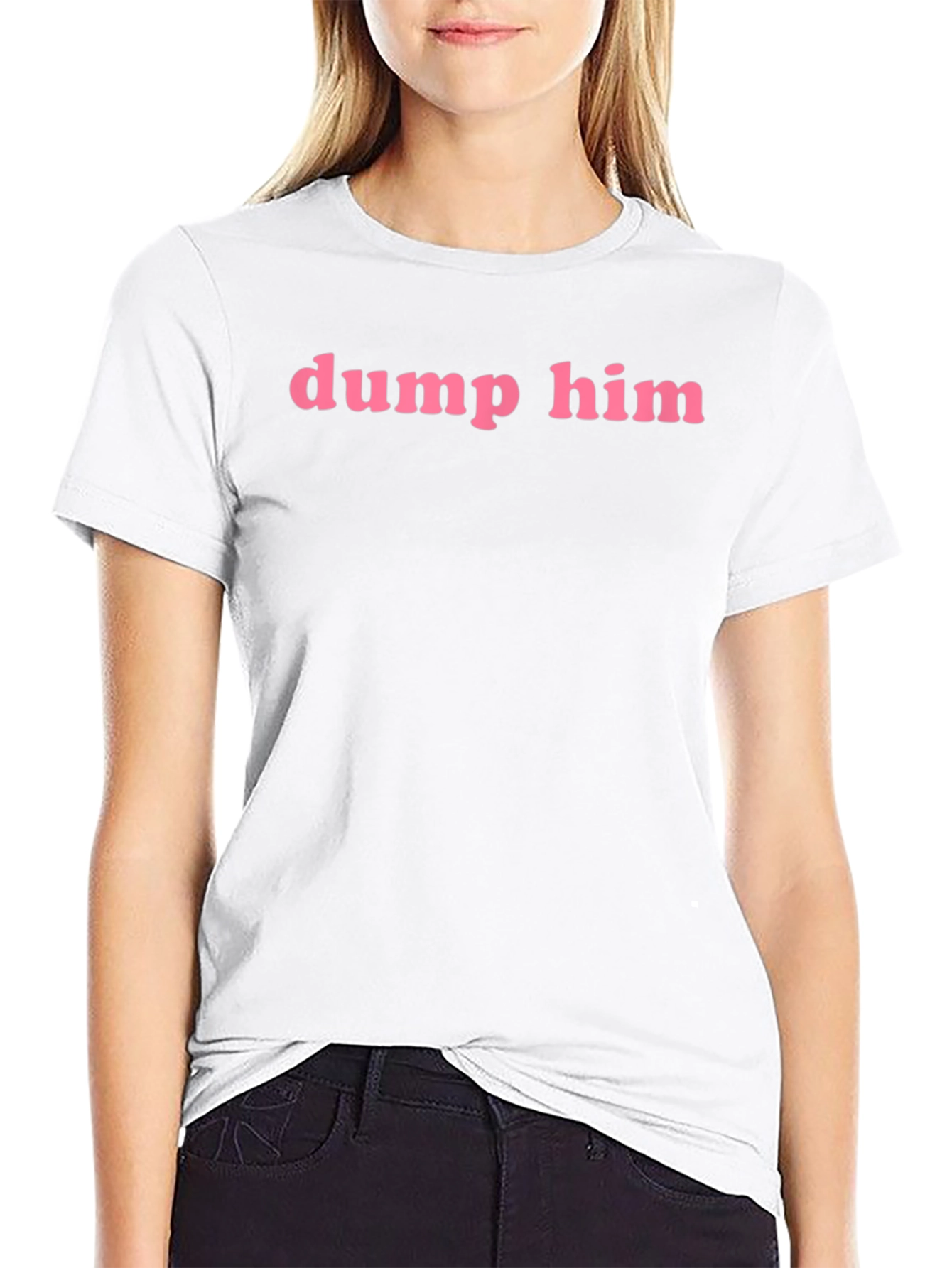 Dump Him Graphic Tee - Pink Text on Black
