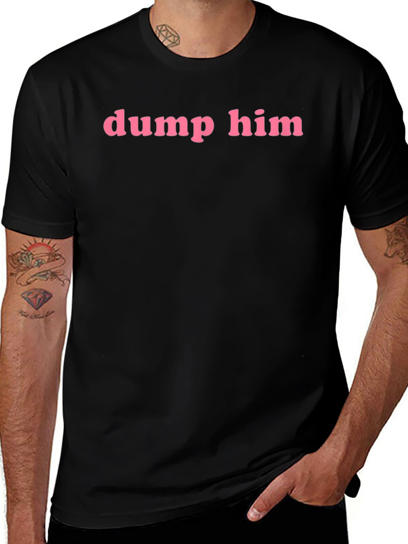 Dump Him Graphic Tee - Pink Text on Black
