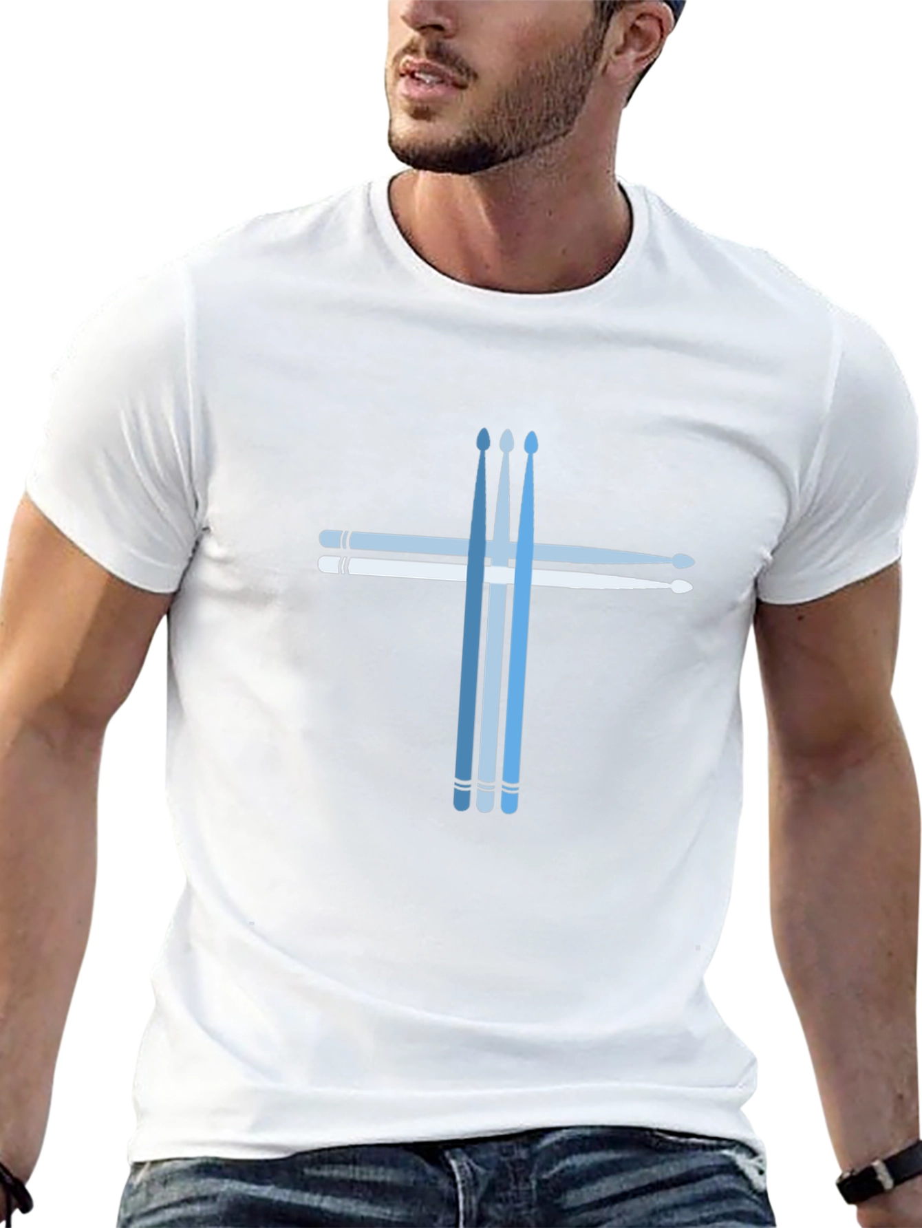Drumstick Cross Graphic Tee - Black Cotton T-Shirt