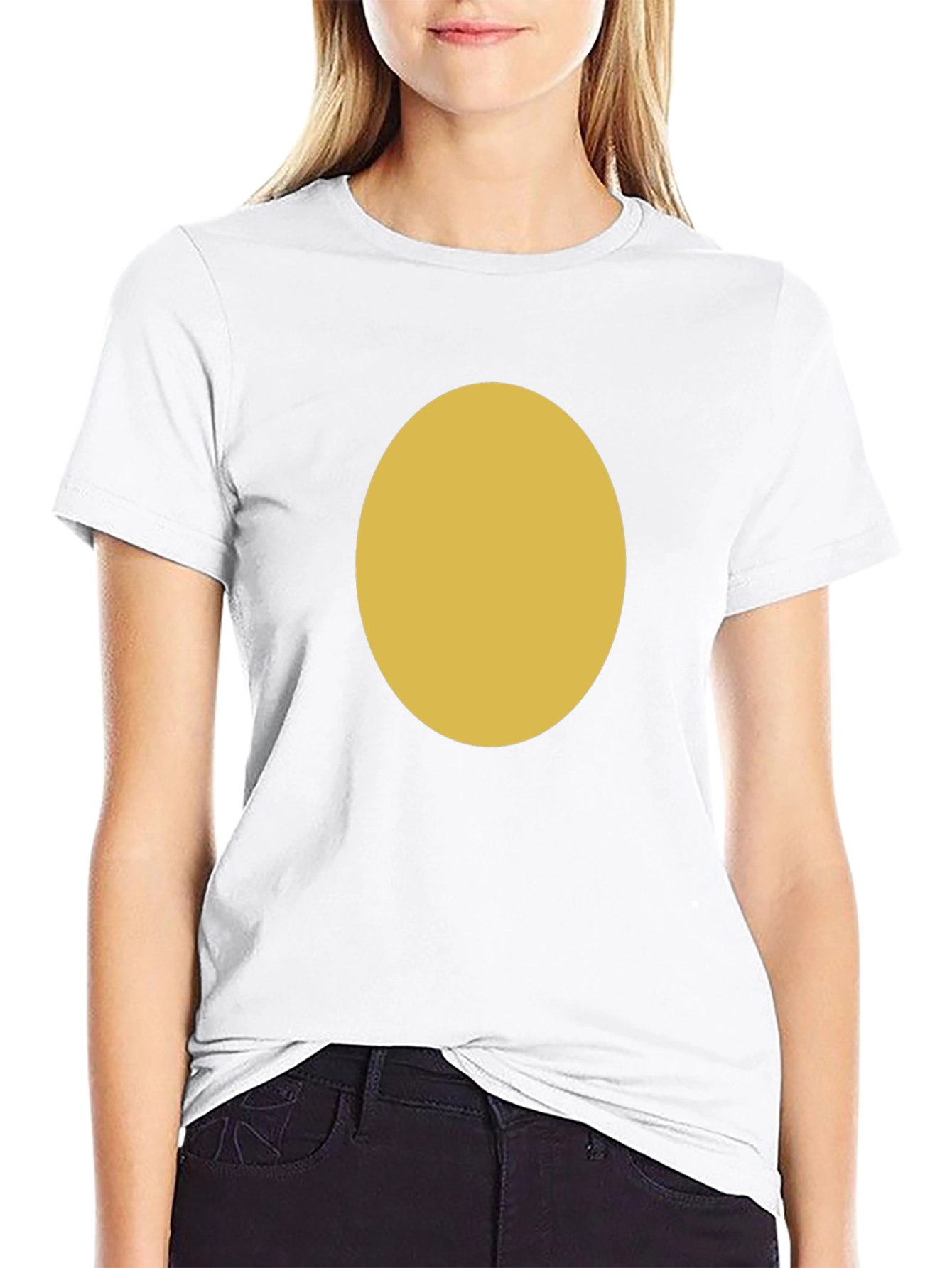 Minimalist Black T-Shirt with Gold Oval Design