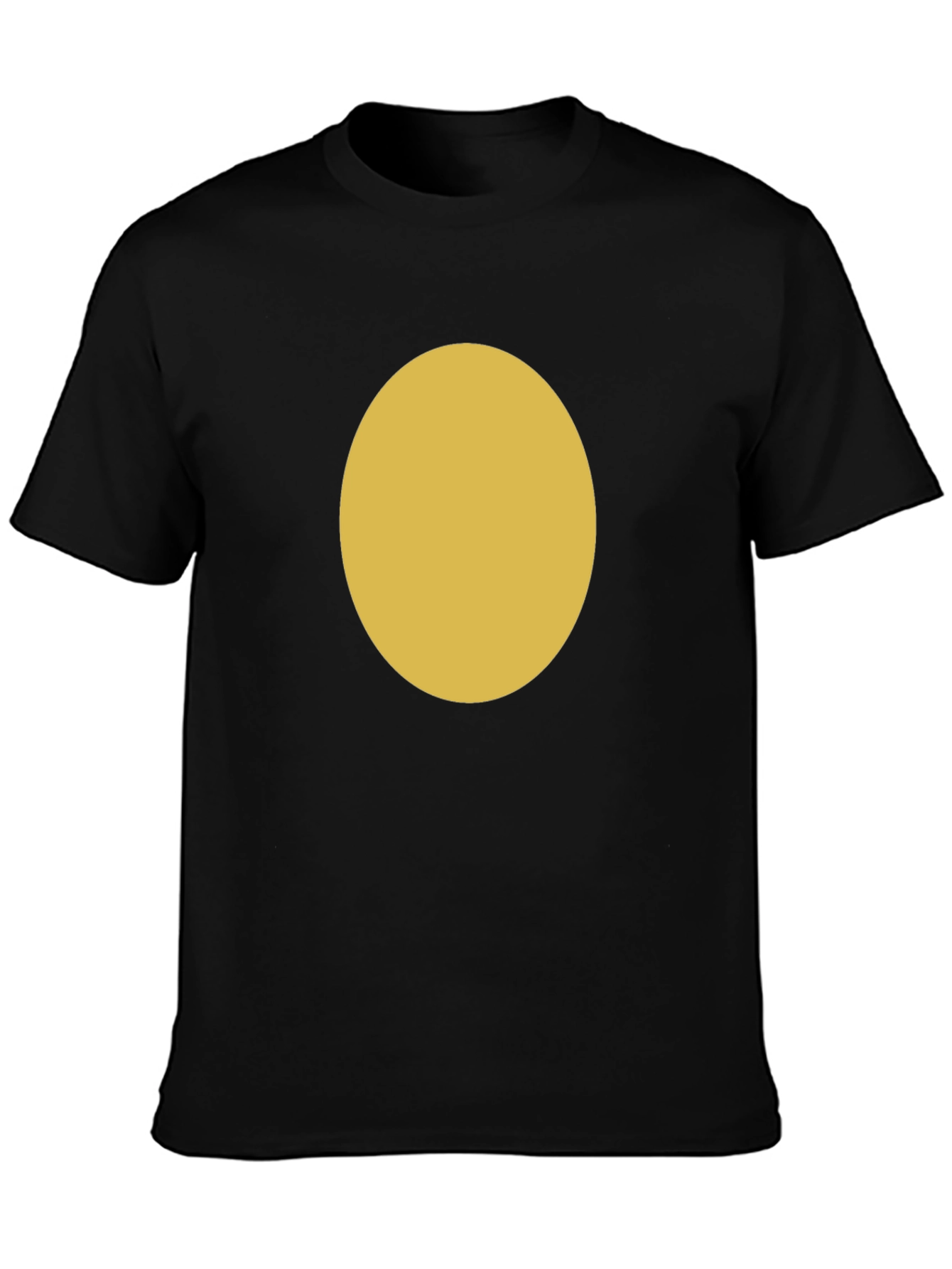 Minimalist Black T-Shirt with Gold Oval Design