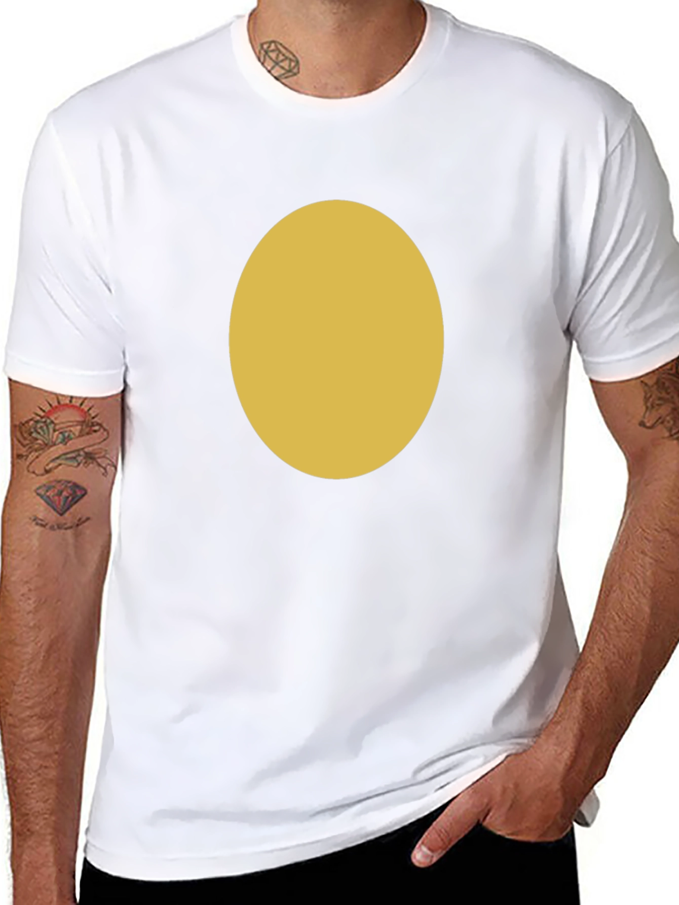 Minimalist Black T-Shirt with Gold Oval Design