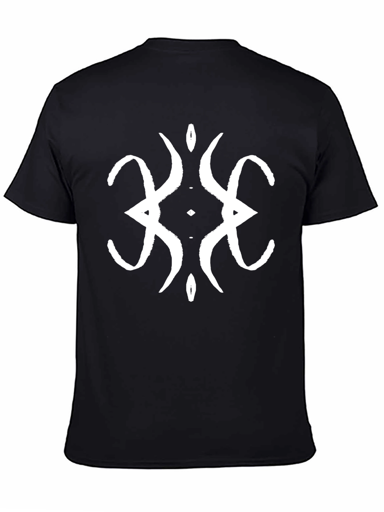 Black T-Shirt with White Abstract Symbol
