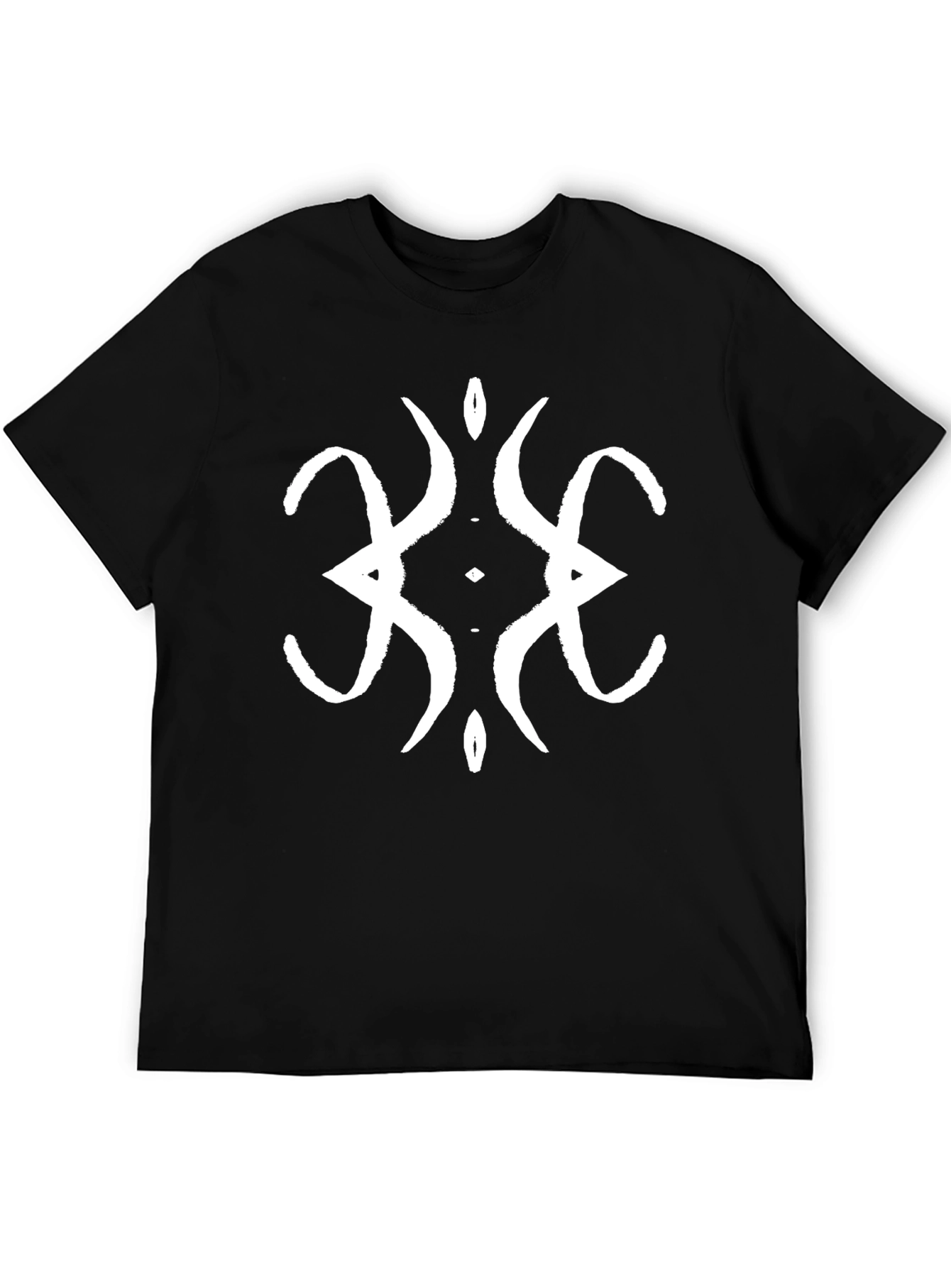 Black T-Shirt with White Abstract Symbol