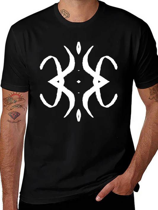 Black T-Shirt with White Abstract Symbol