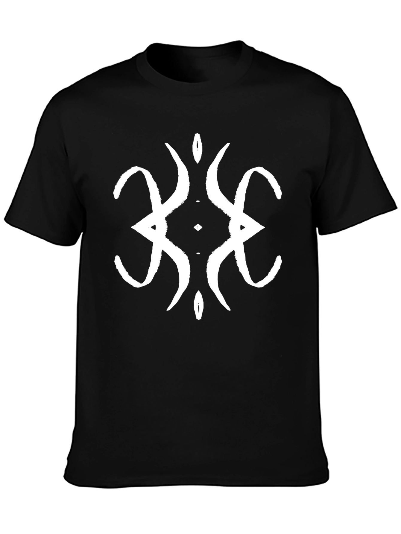 Black T-Shirt with White Abstract Symbol