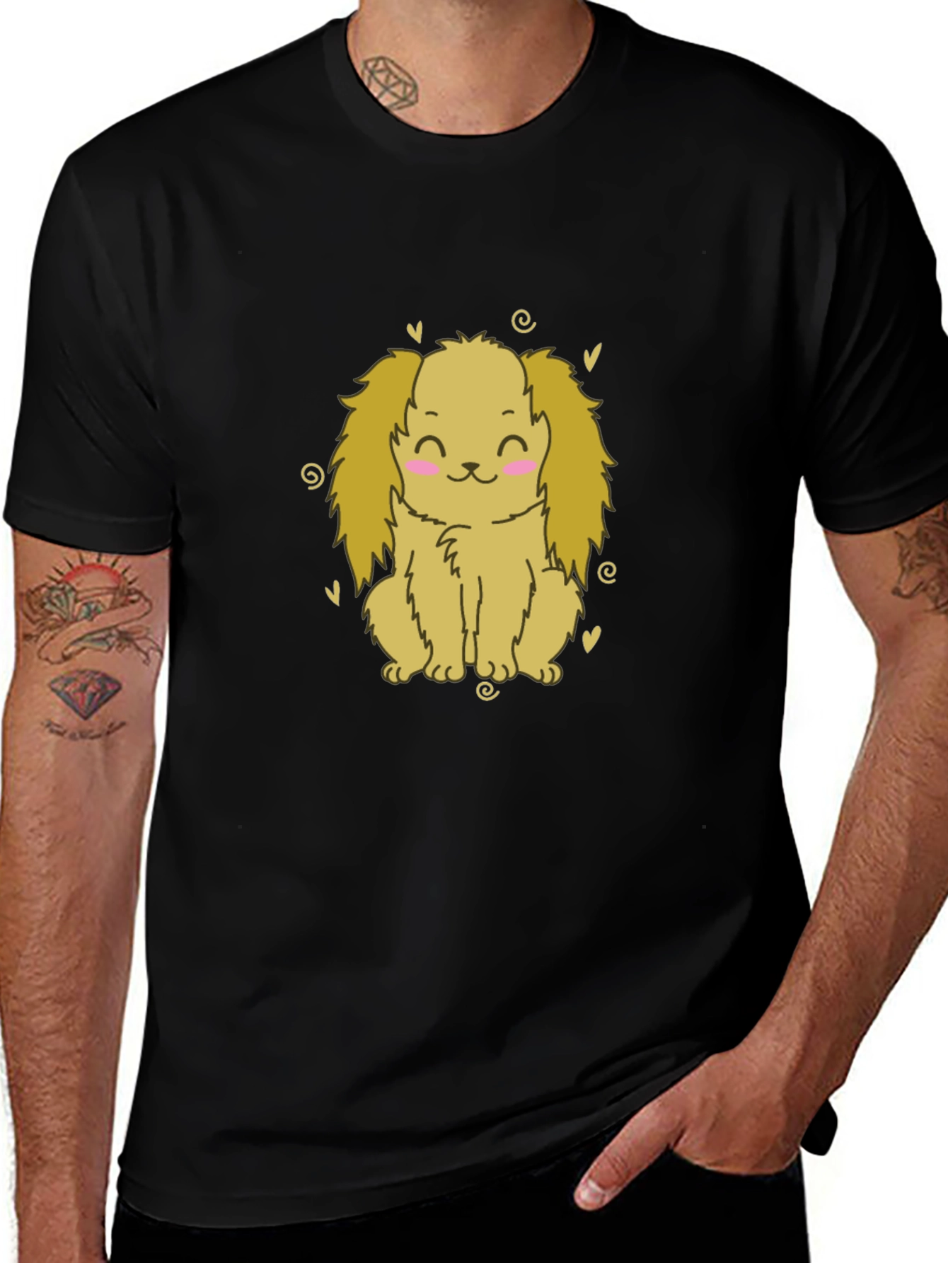 Cute Dog T-Shirt - Black Cotton Tee